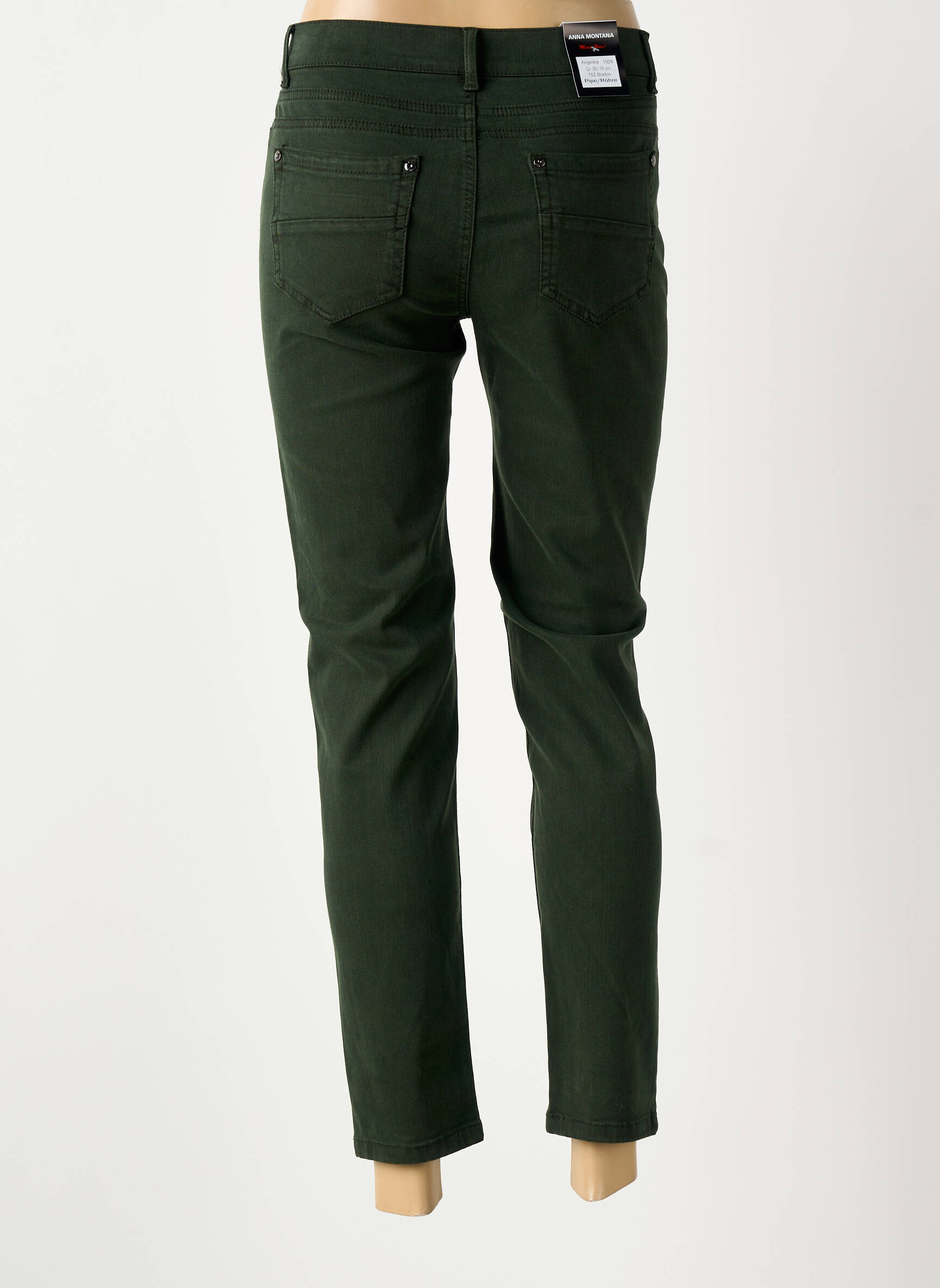 Jeans coupe slim broderie rivets taille normale vert ANNA MONTANA femme