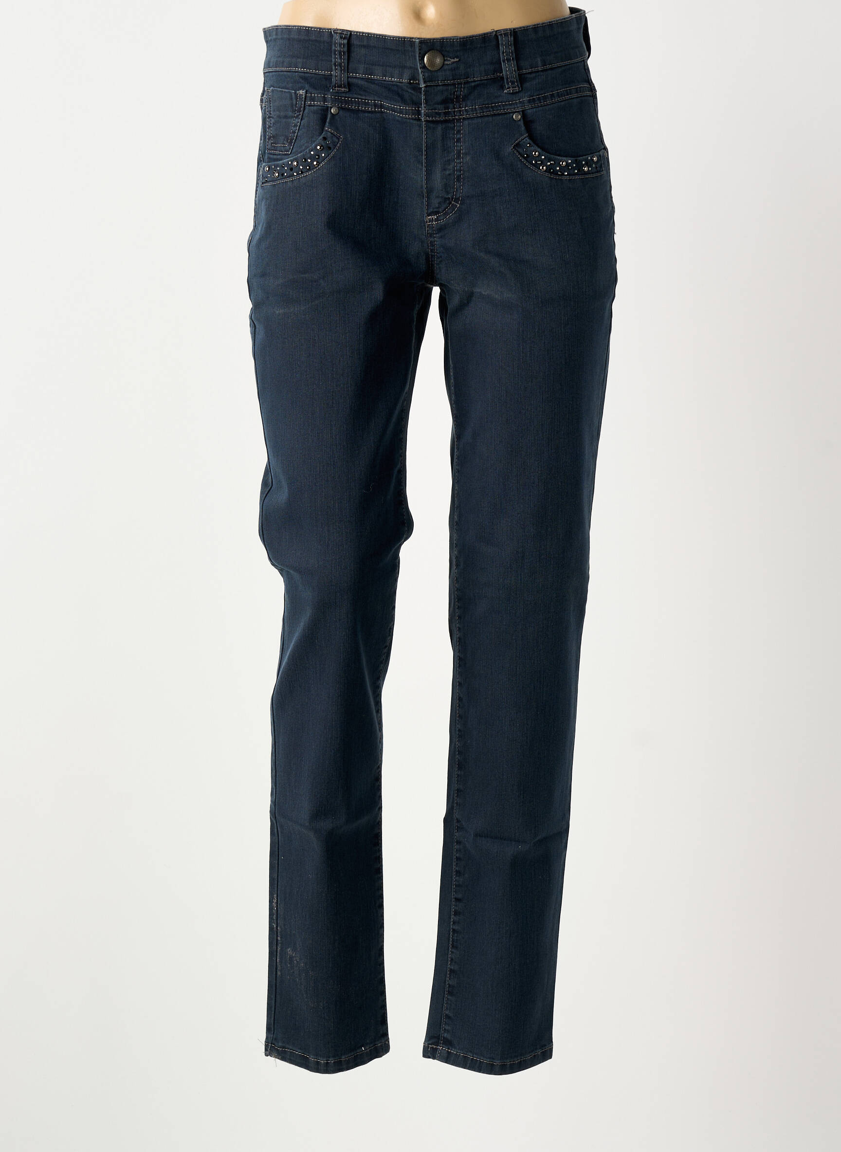 Jeans coupe slim stretch taille normale bleu ANNA MONTANA femme