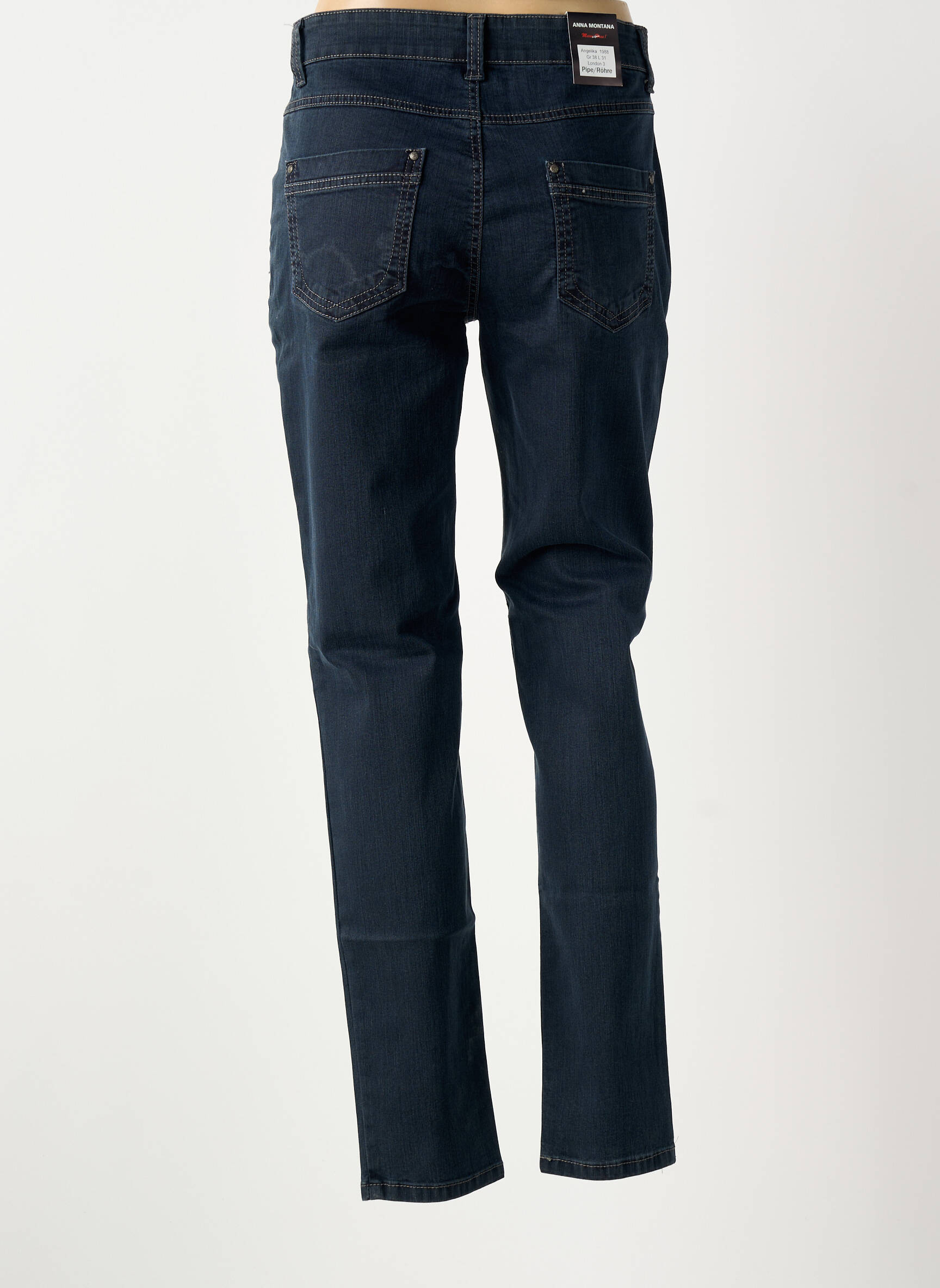 Jeans coupe slim stretch taille normale bleu ANNA MONTANA femme
