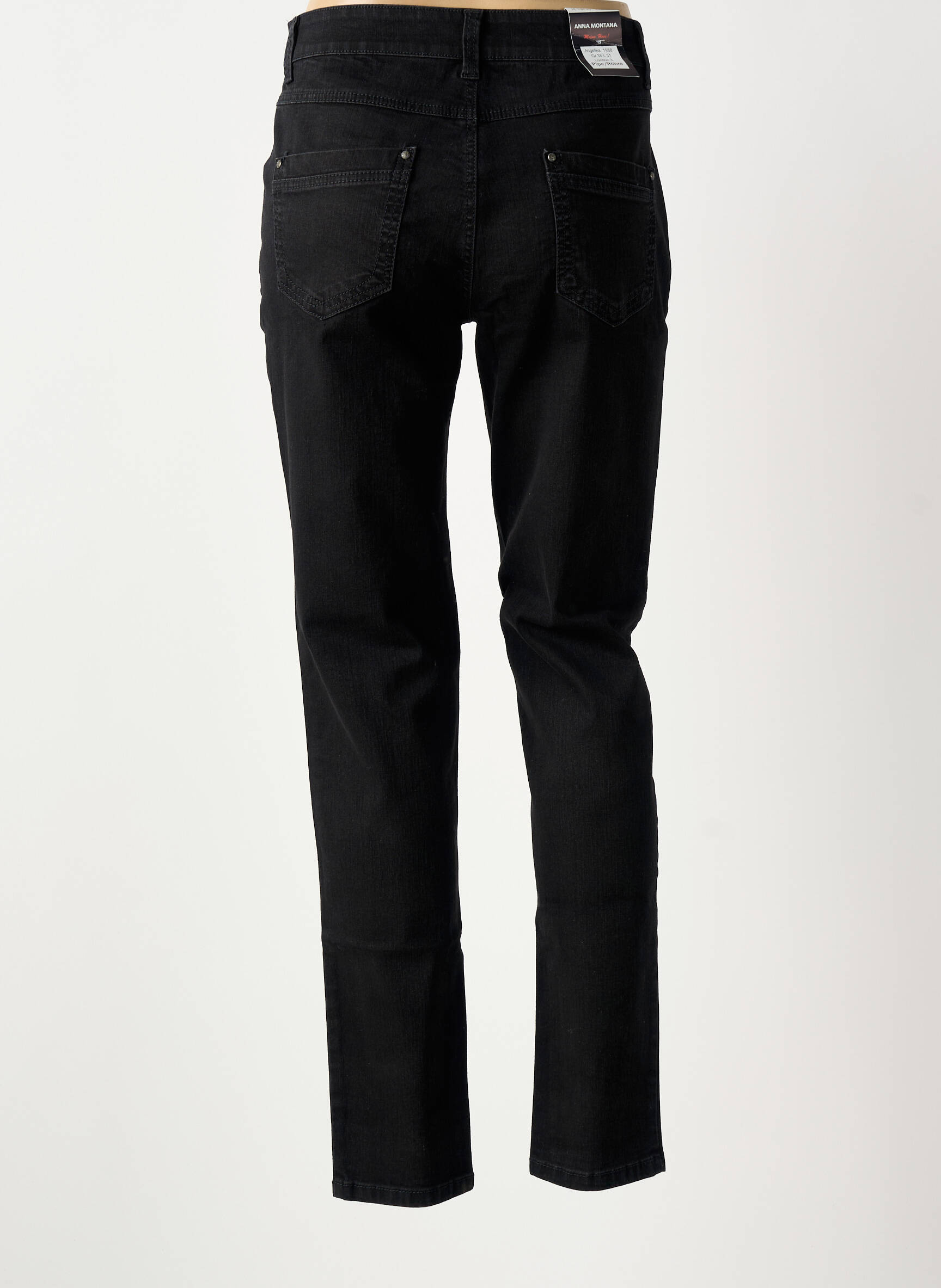 Jeans coupe slim stretch taille normale noir ANNA MONTANA femme