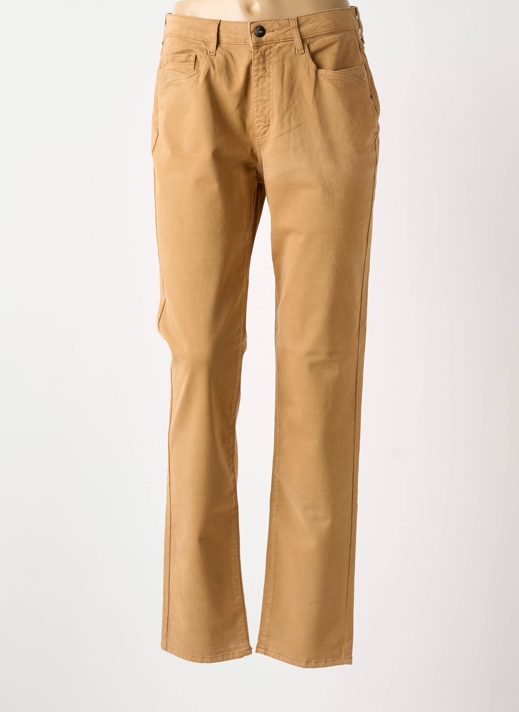 Pantalon slim tissage popeline taille normale beige GUY DUBOUIS femme