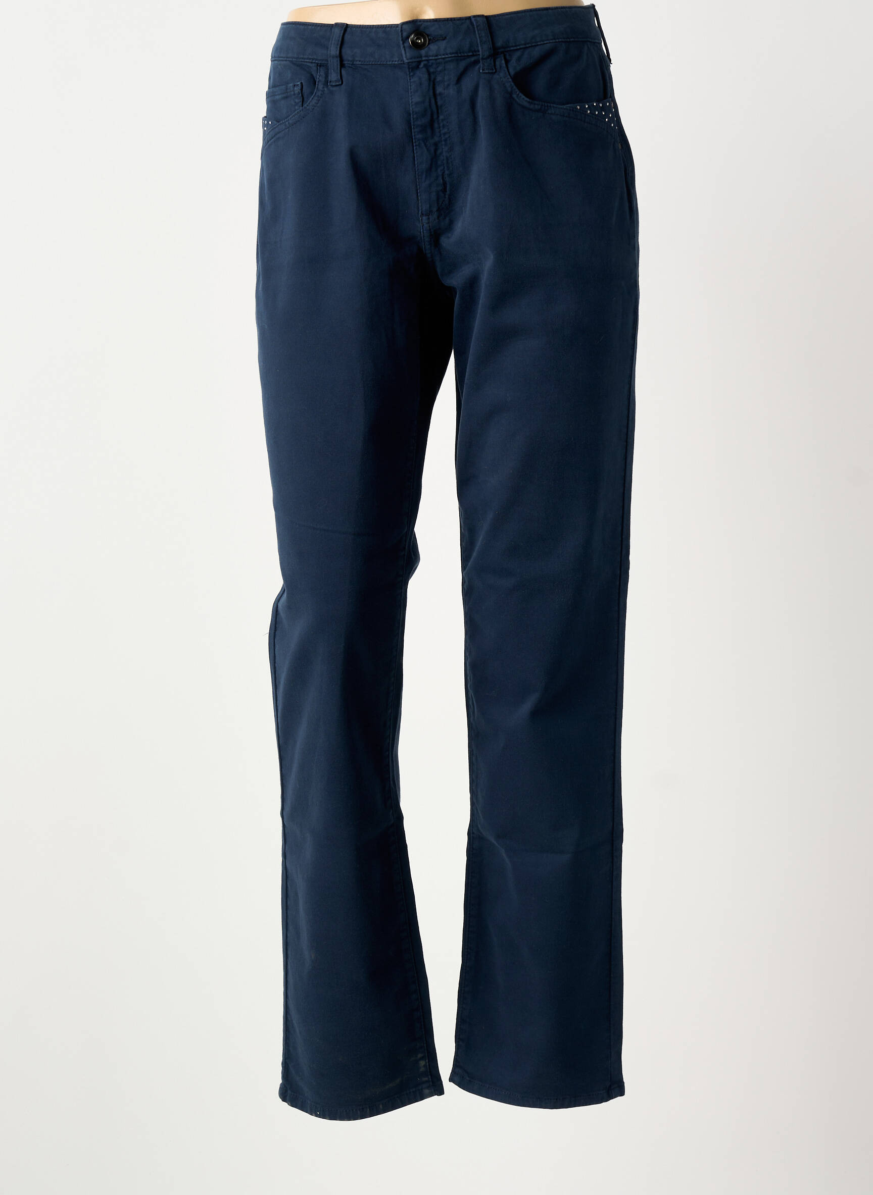 Pantalon slim tissage popeline taille normale bleu GUY DUBOUIS femme