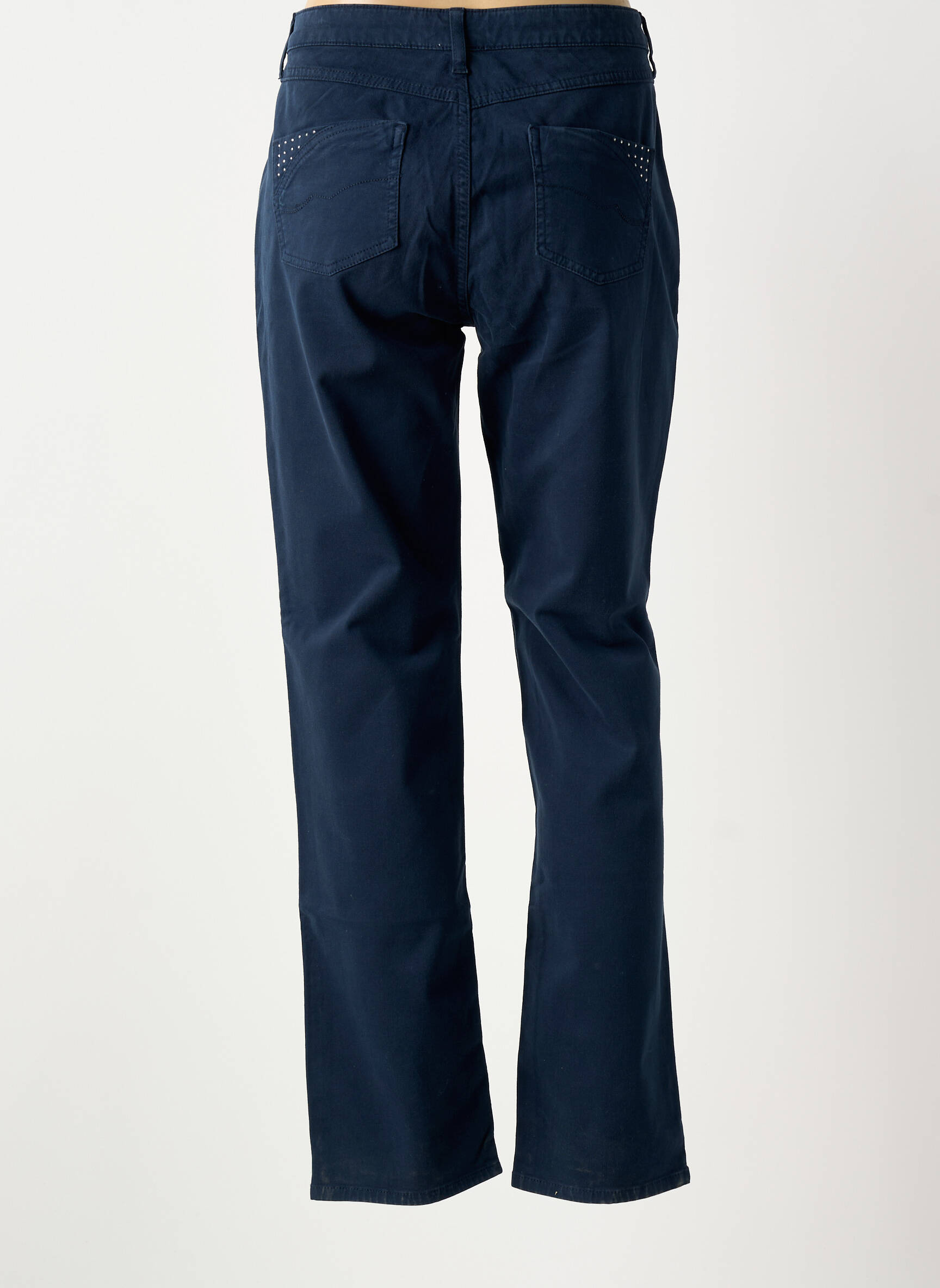 Pantalon slim tissage popeline taille normale bleu GUY DUBOUIS femme