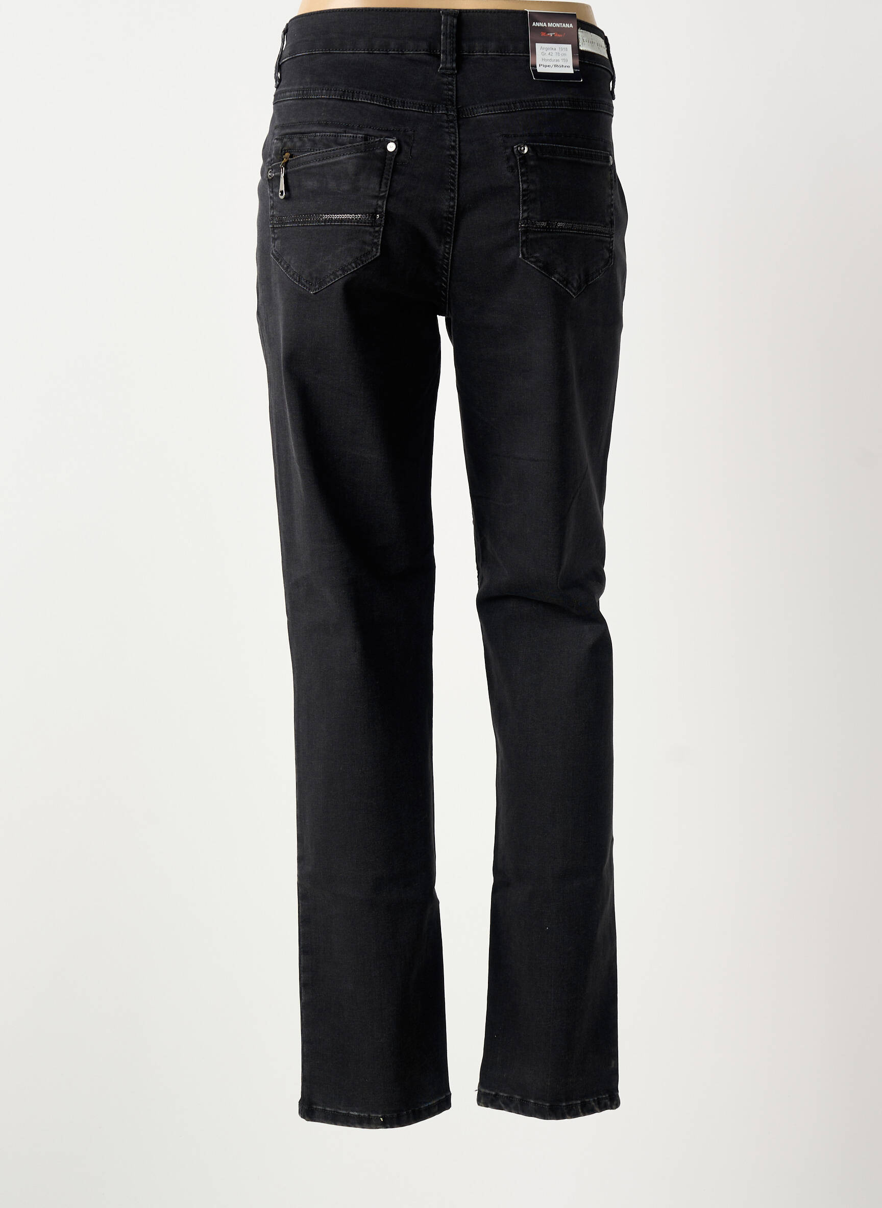 Jeans coupe slim stretch taille normale noir ANNA MONTANA femme