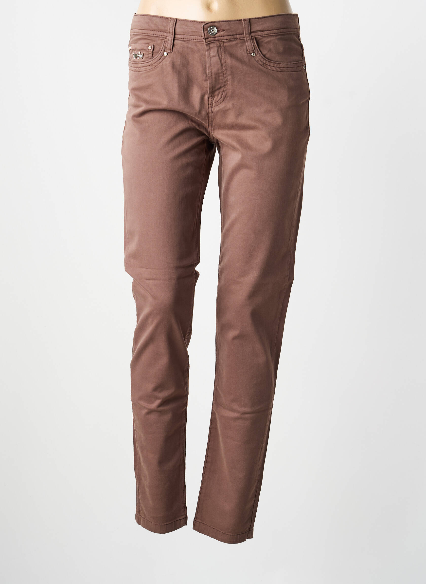 Pantalon droit stretch taille normale marron FUEGO WOMAN femme