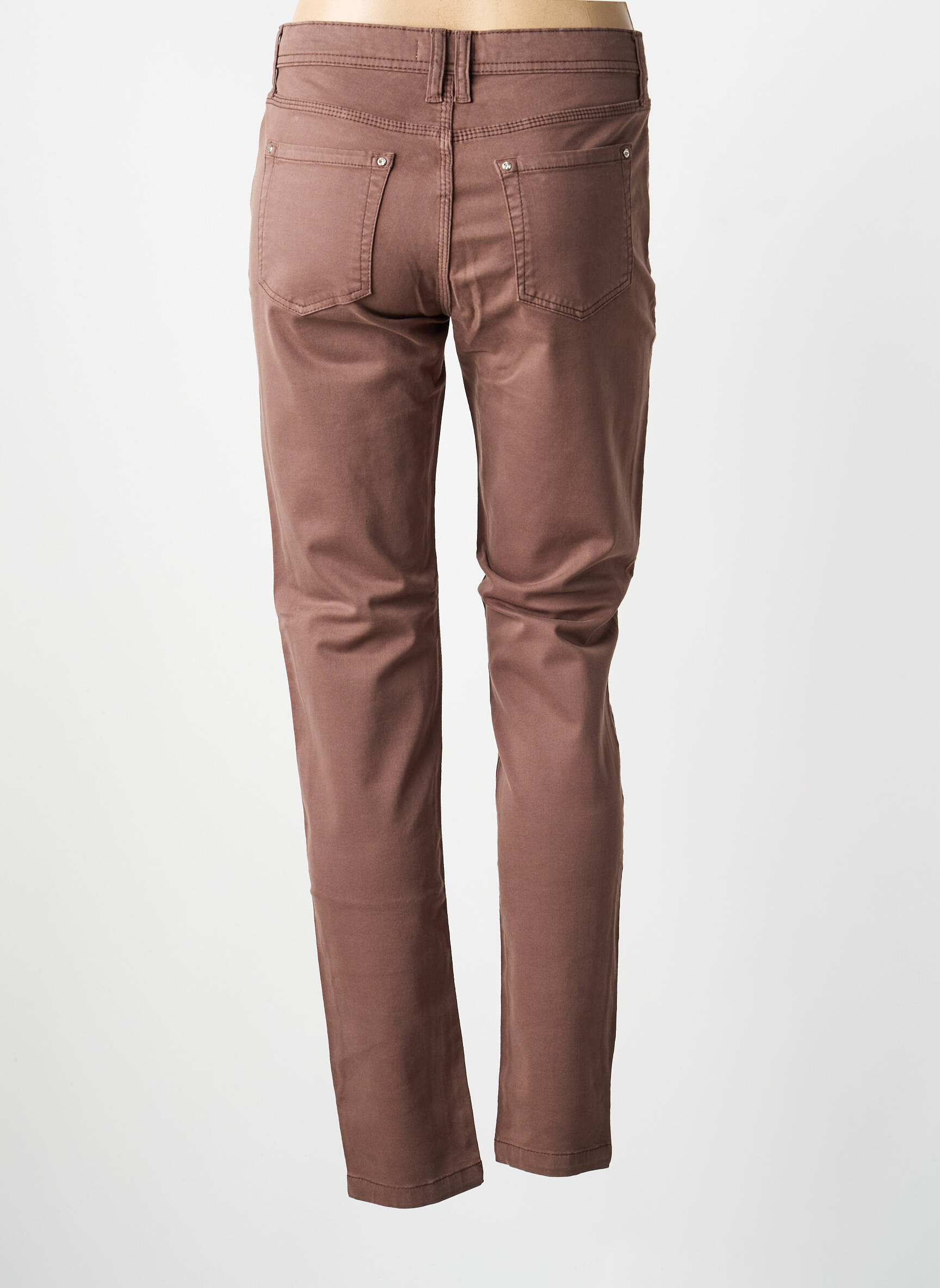 Pantalon droit stretch taille normale marron FUEGO WOMAN femme