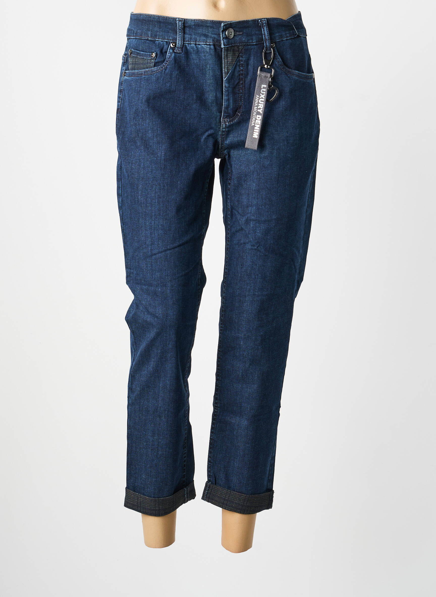 Jeans coupe slim stretch taille normale bleu ANNA MONTANA femme
