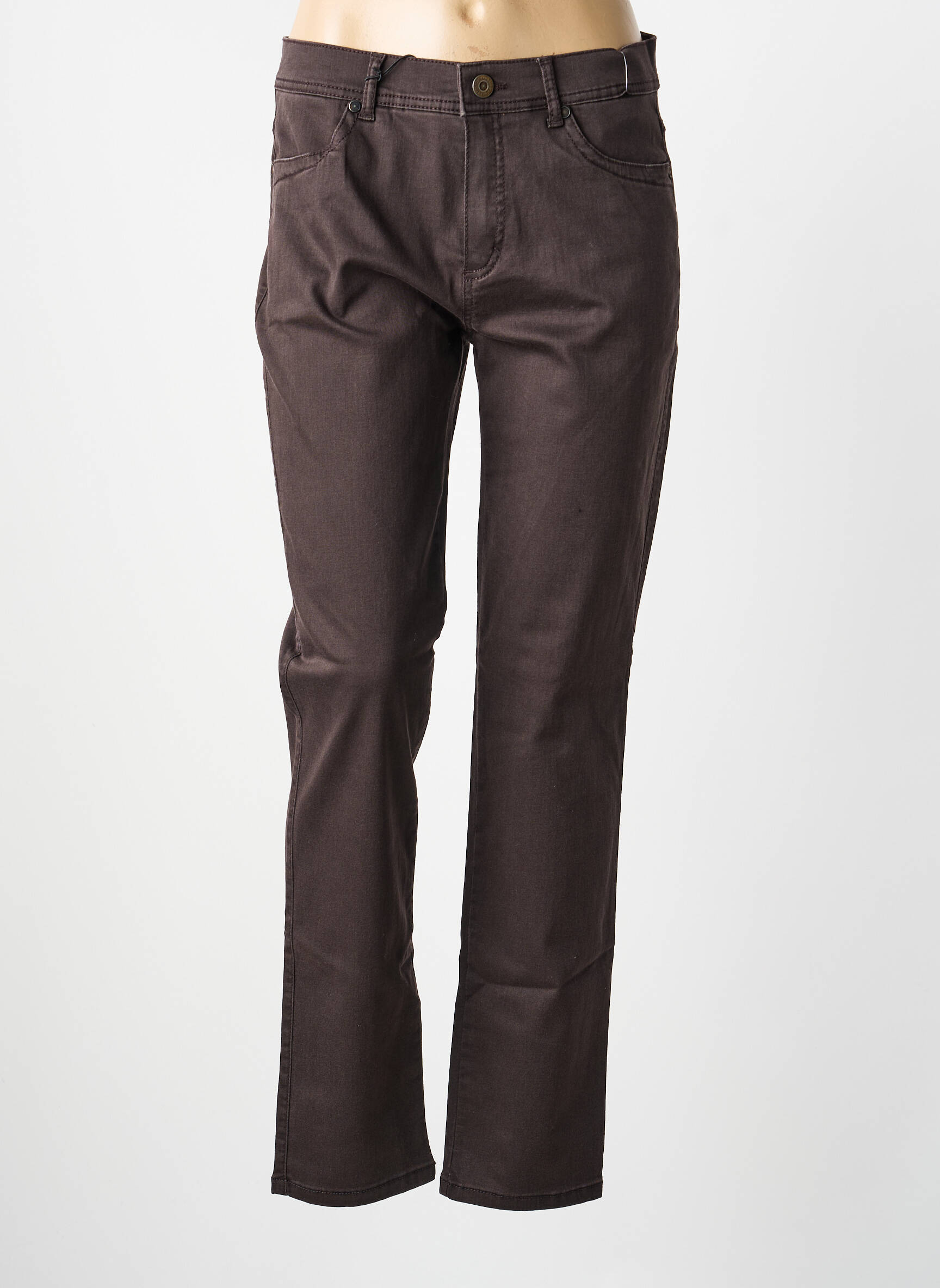 Pantalon droit stretch taille normale marron ANNA MONTANA femme