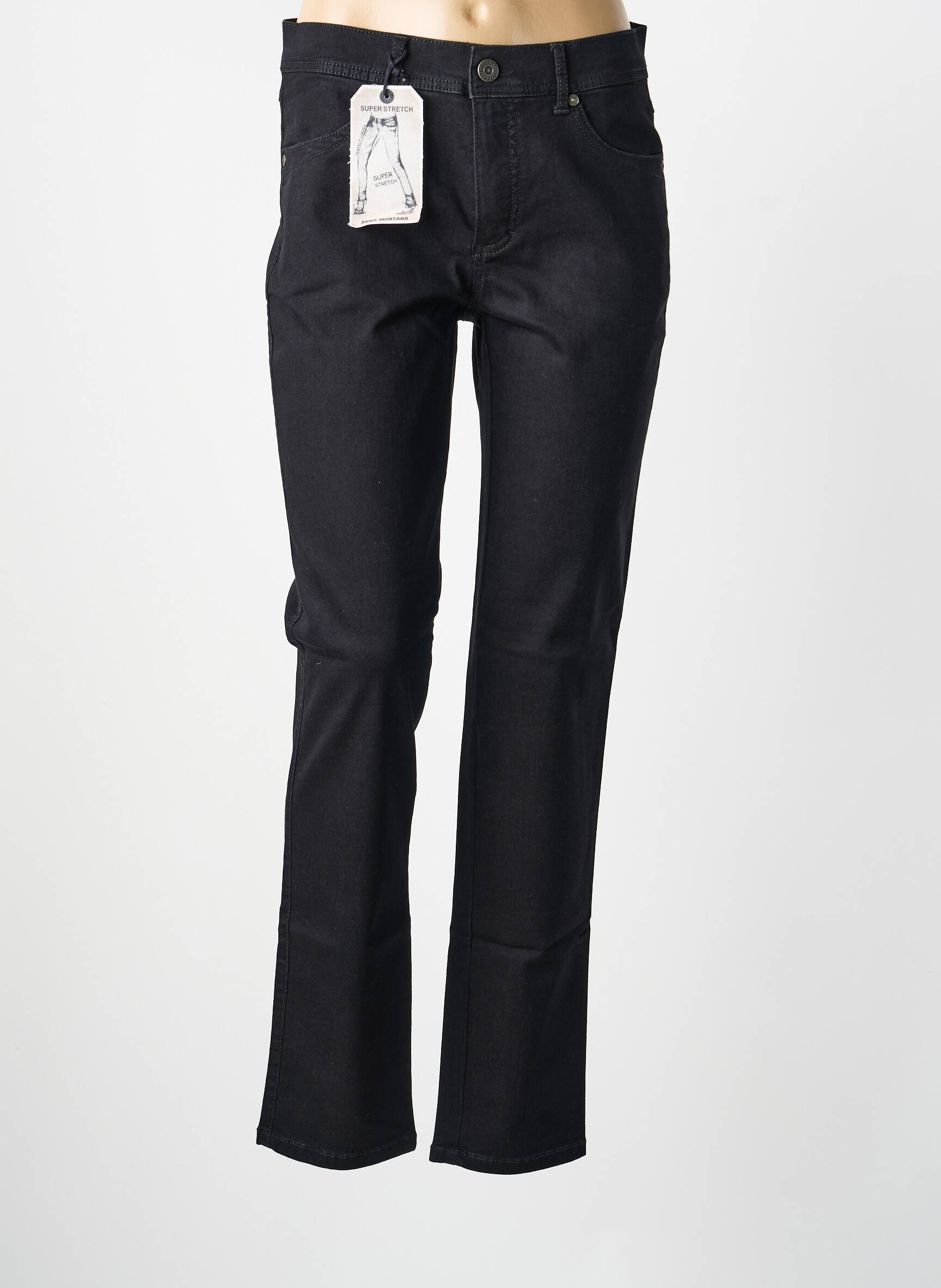 Pantalon slim stretch taille normale noir ANNA MONTANA femme