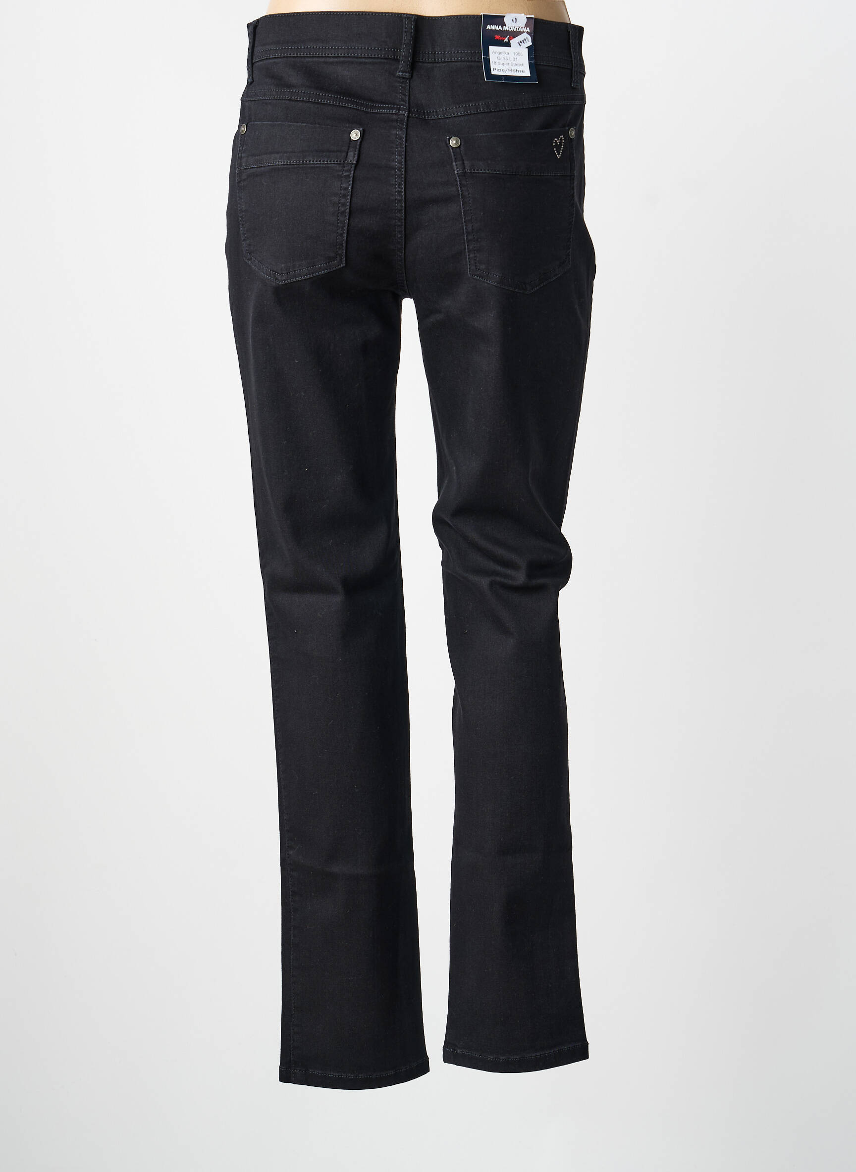 Pantalon slim stretch taille normale noir ANNA MONTANA femme