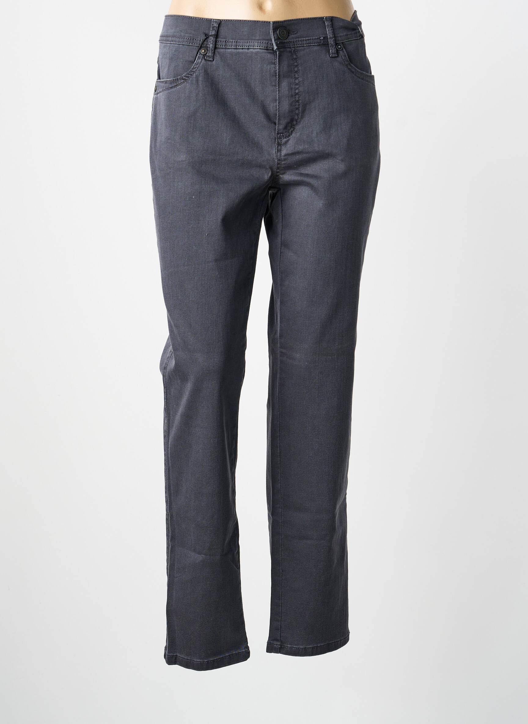 Pantalon droit stretch taille normale gris ANNA MONTANA femme