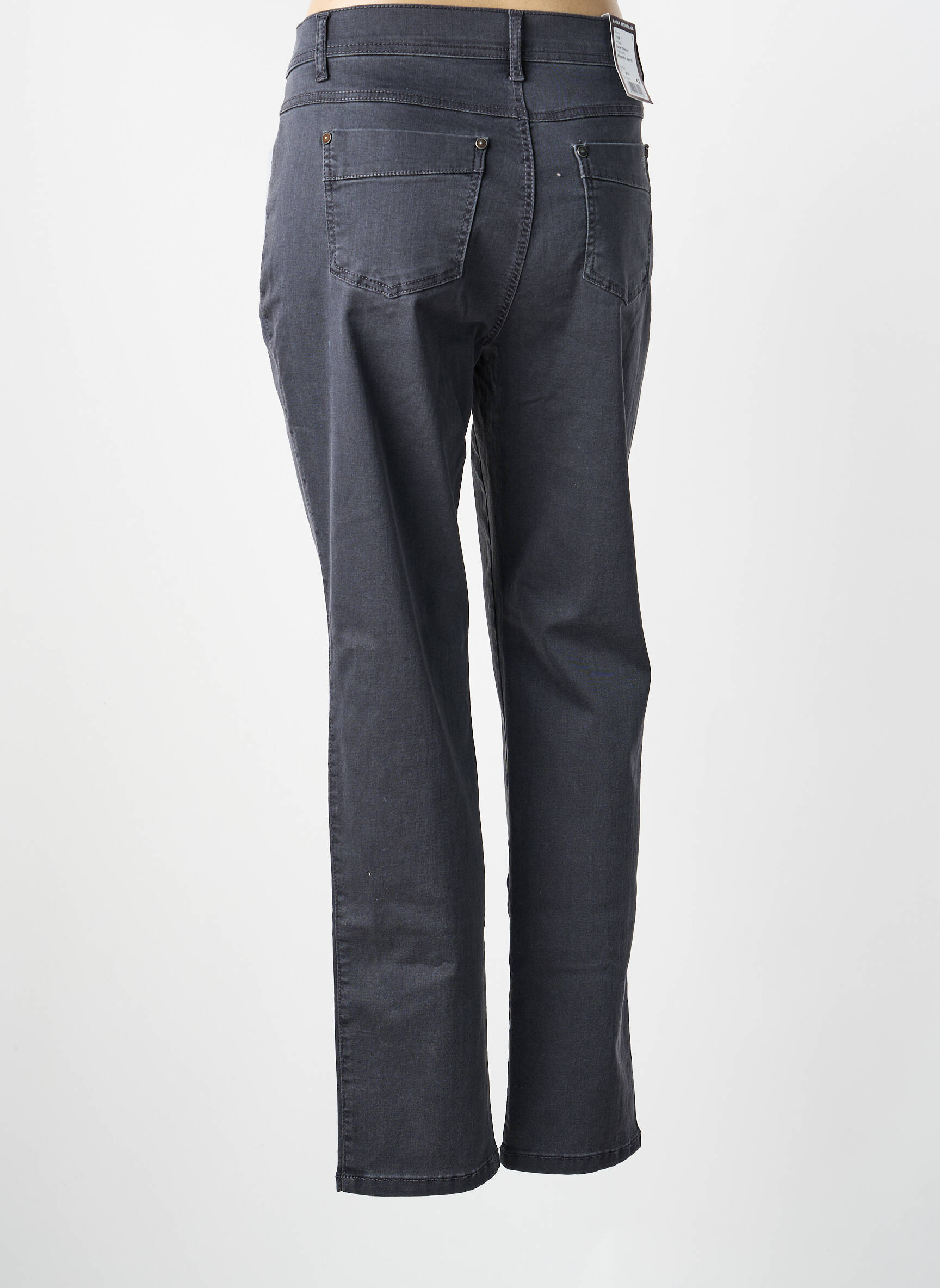 Pantalon droit stretch taille normale gris ANNA MONTANA femme