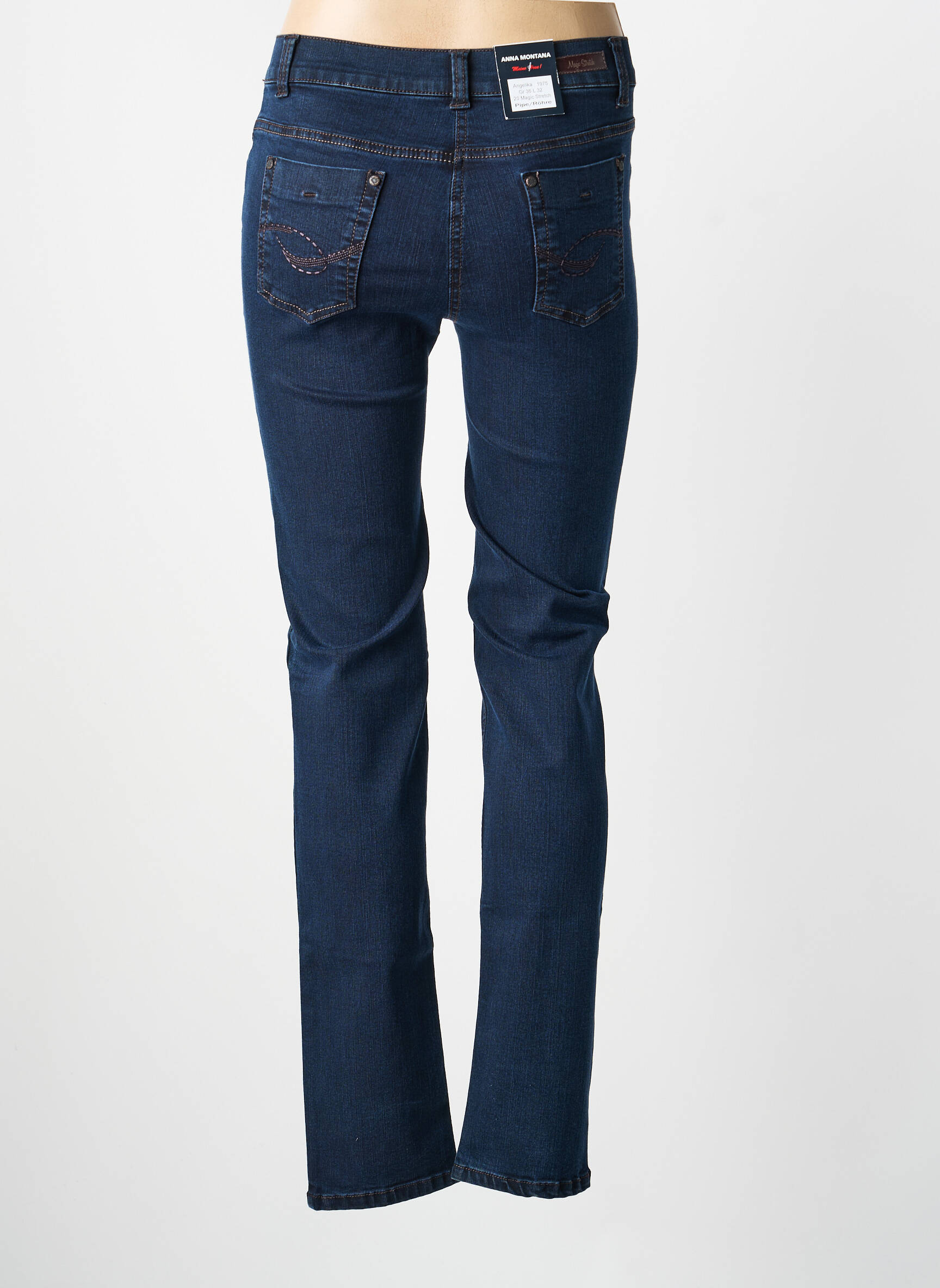 Jeans coupe slim stretch taille normale bleu ANNA MONTANA femme