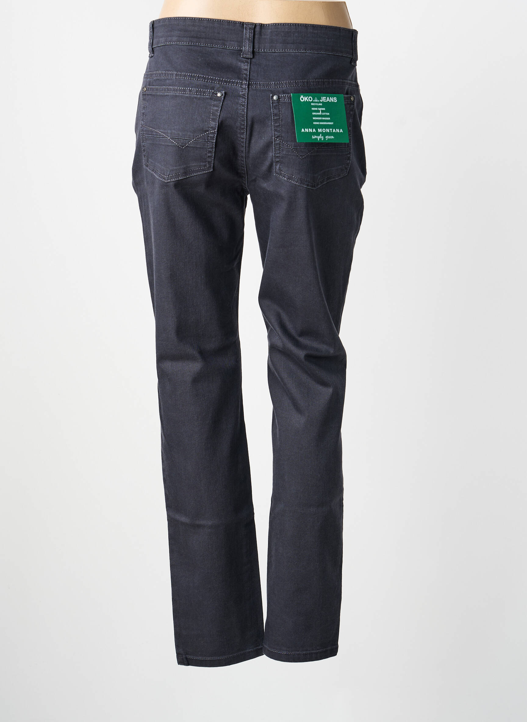 Pantalon droit stretch taille normale gris ANNA MONTANA femme