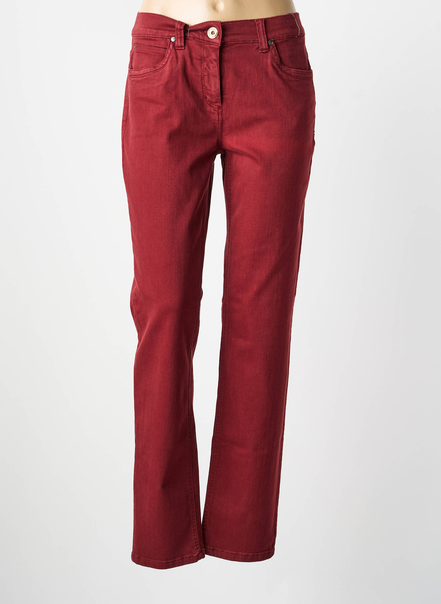 Jeans coupe slim stretch taille normale rouge ANNA MONTANA femme