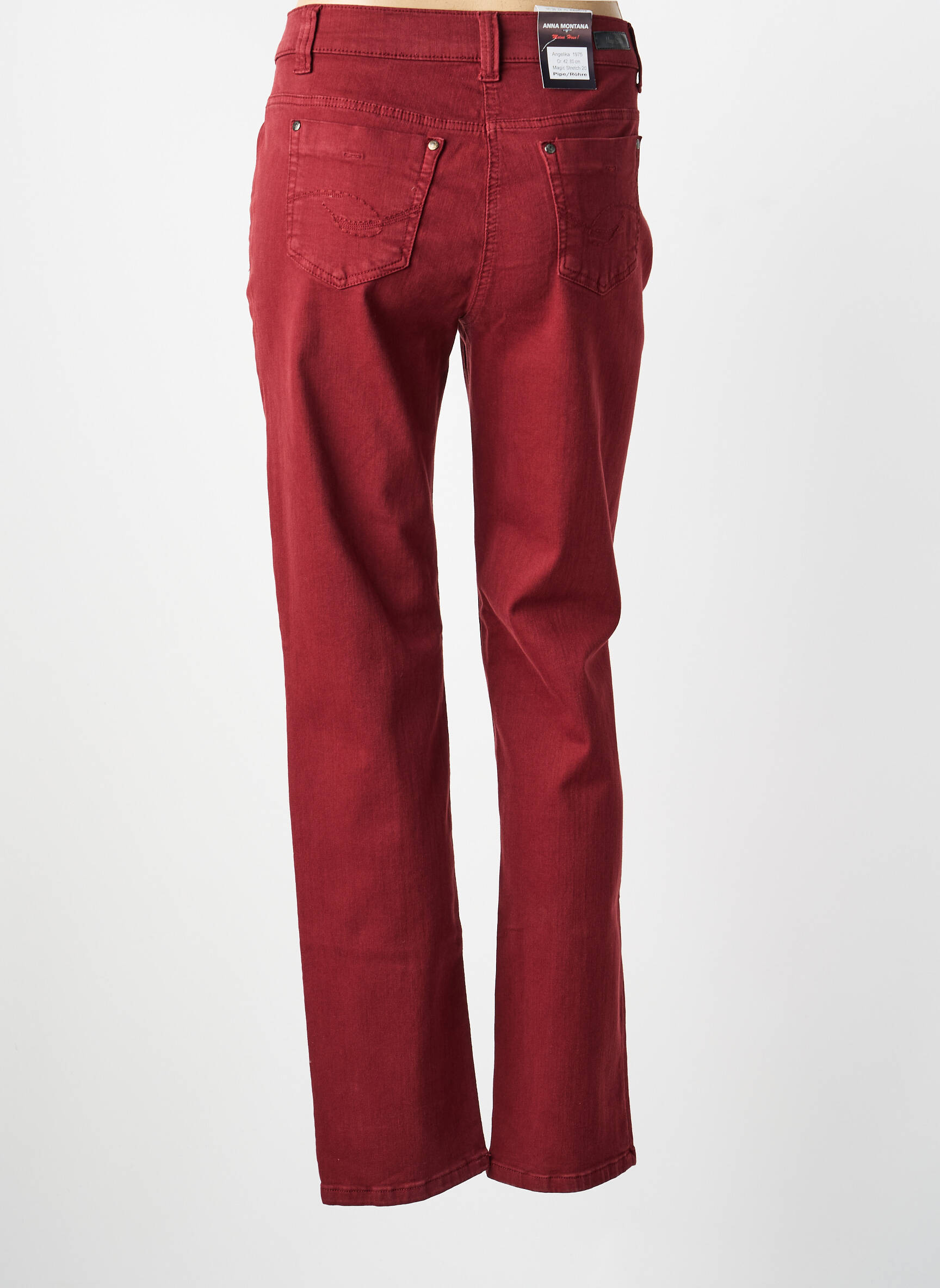 Jeans coupe slim stretch taille normale rouge ANNA MONTANA femme
