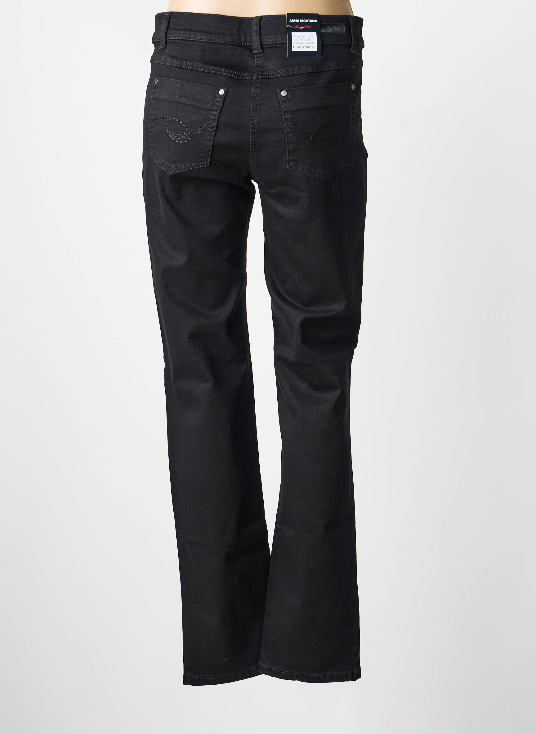 Jeans coupe droite stretch taille normale noir ANNA MONTANA femme