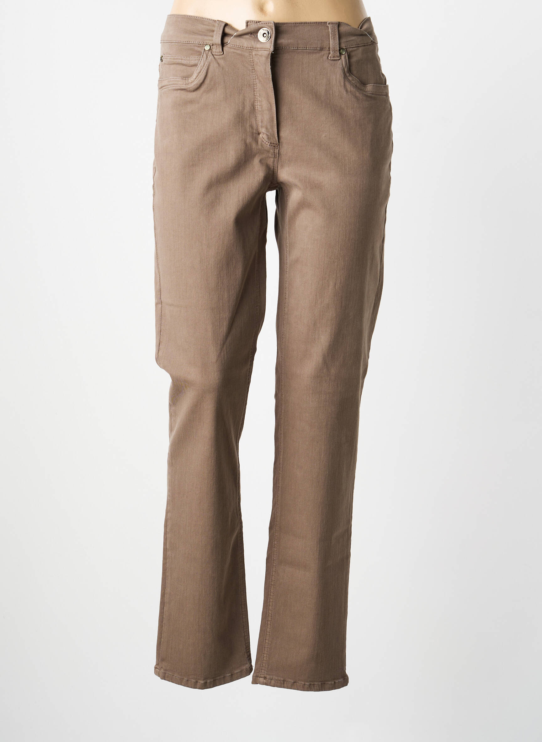 Pantalon droit stretch taille normale marron ANNA MONTANA femme