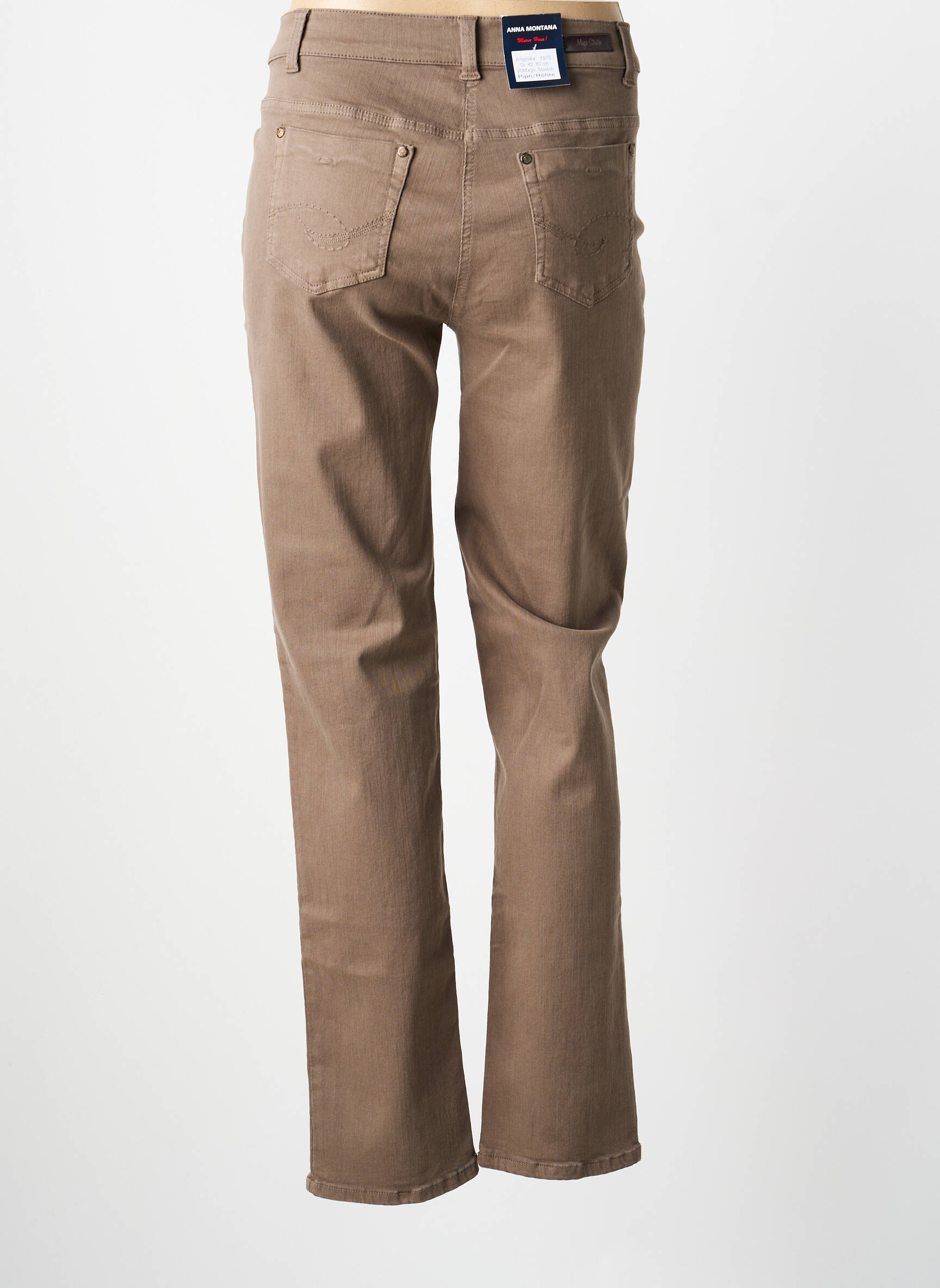Pantalon droit stretch taille normale marron ANNA MONTANA femme