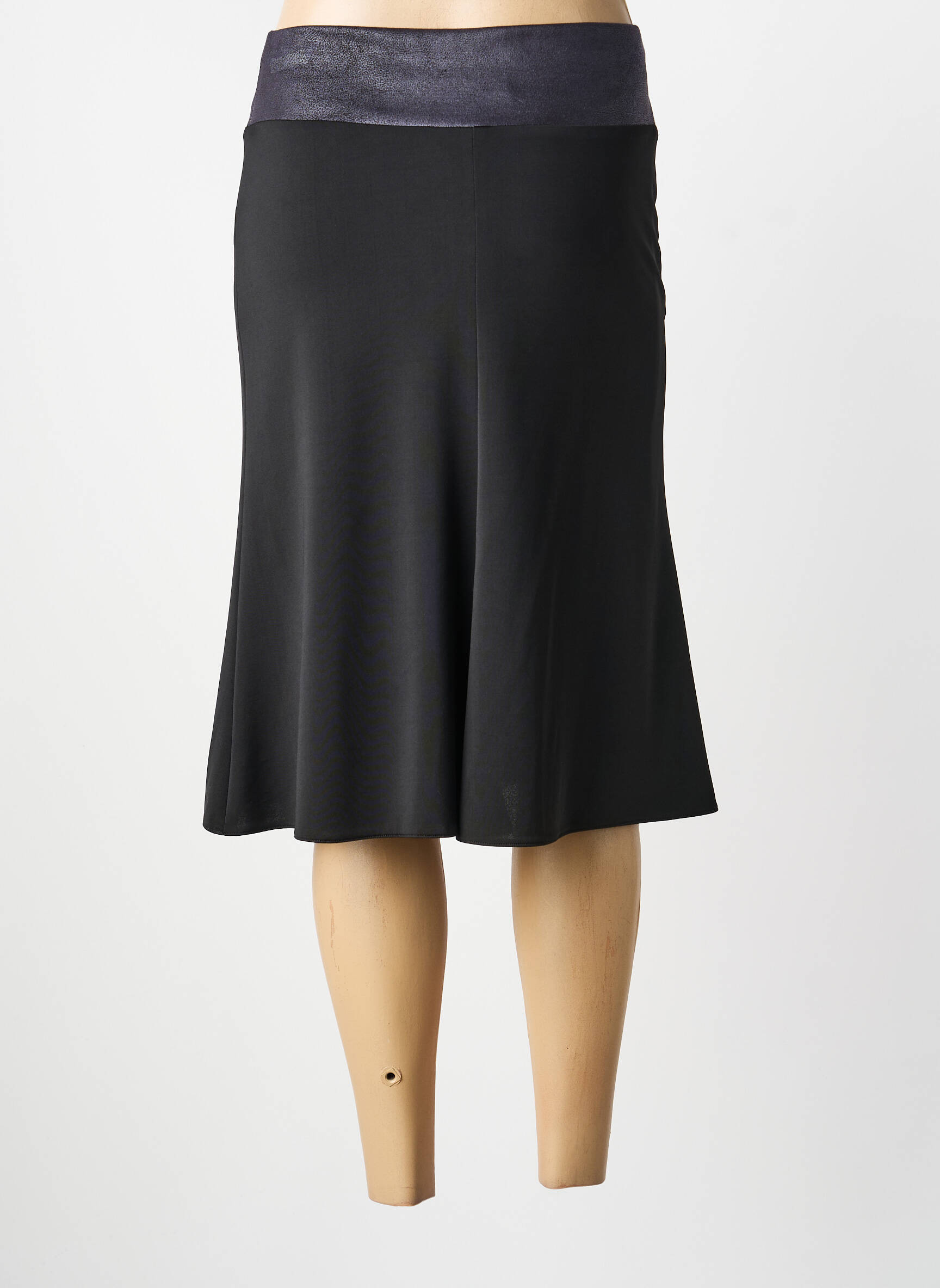 Jupe mi-longue coupe évasée noir GUY DUBOUIS femme