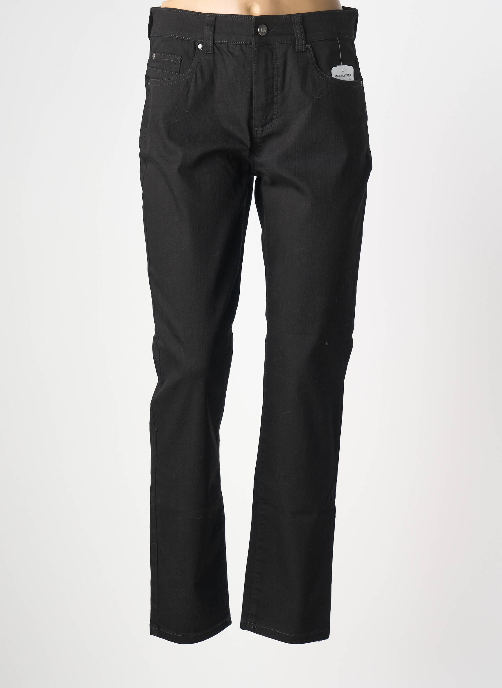 Jeans coupe slim stretch taille normale noir ANNA MONTANA femme