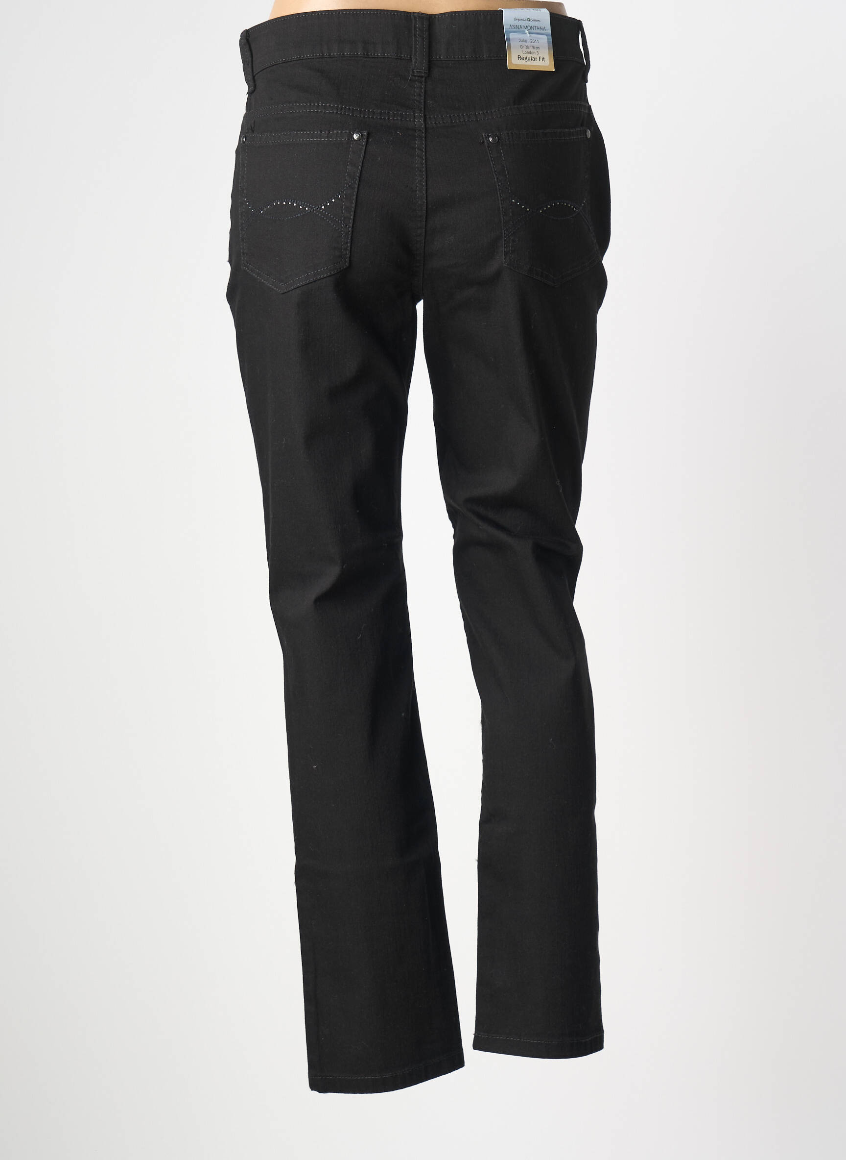 Jeans coupe slim stretch taille normale noir ANNA MONTANA femme