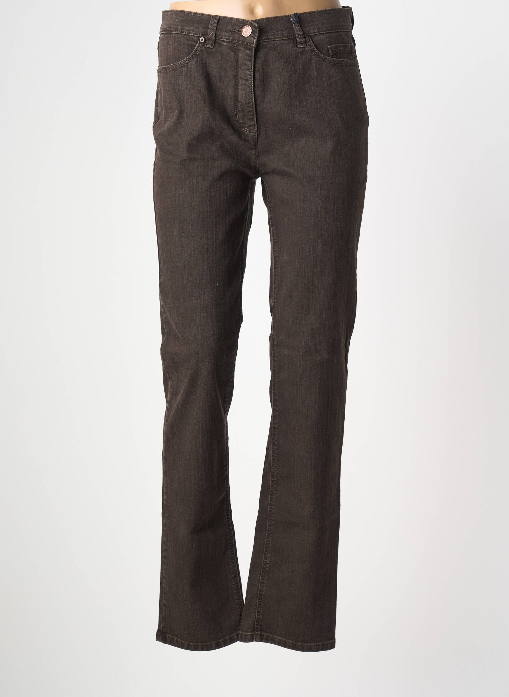 Jeans coupe slim stretch taille normale marron TONI femme