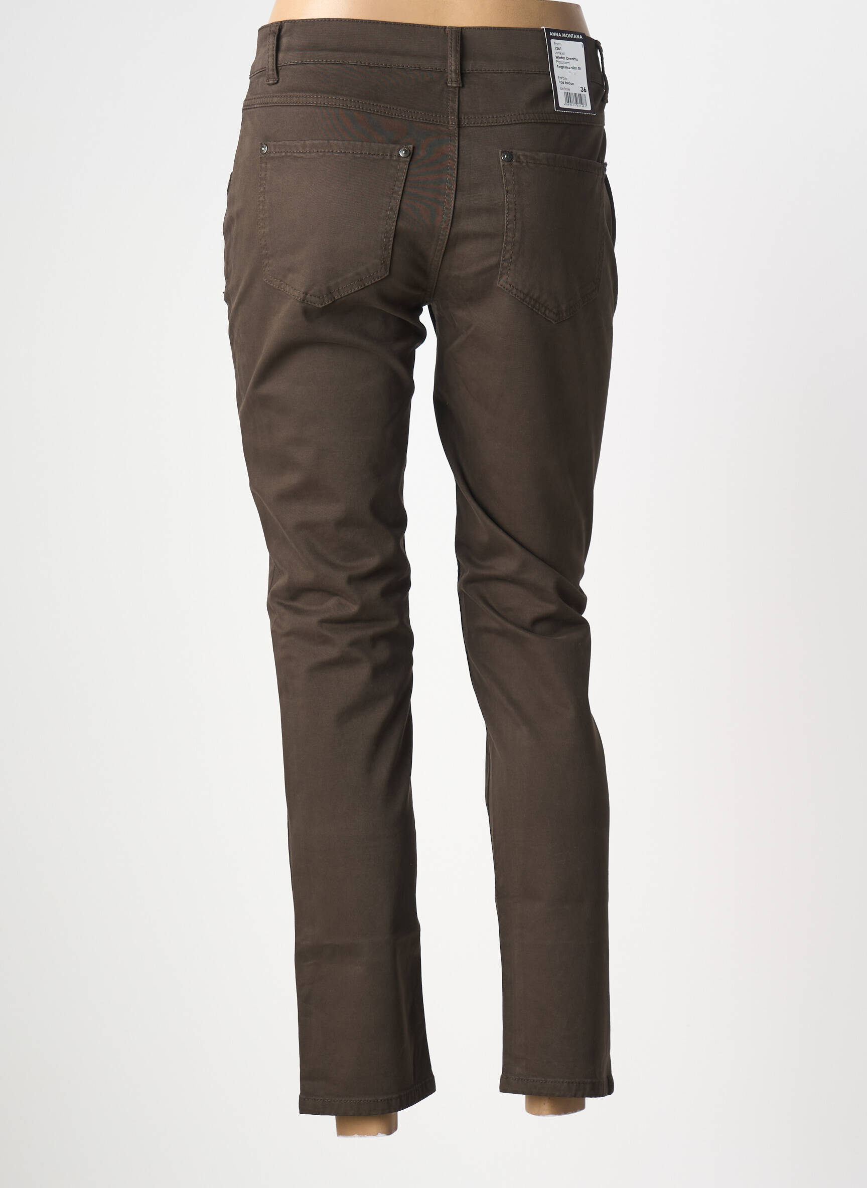 Pantalon 7/8 stretch taille normale marron ANNA MONTANA femme
