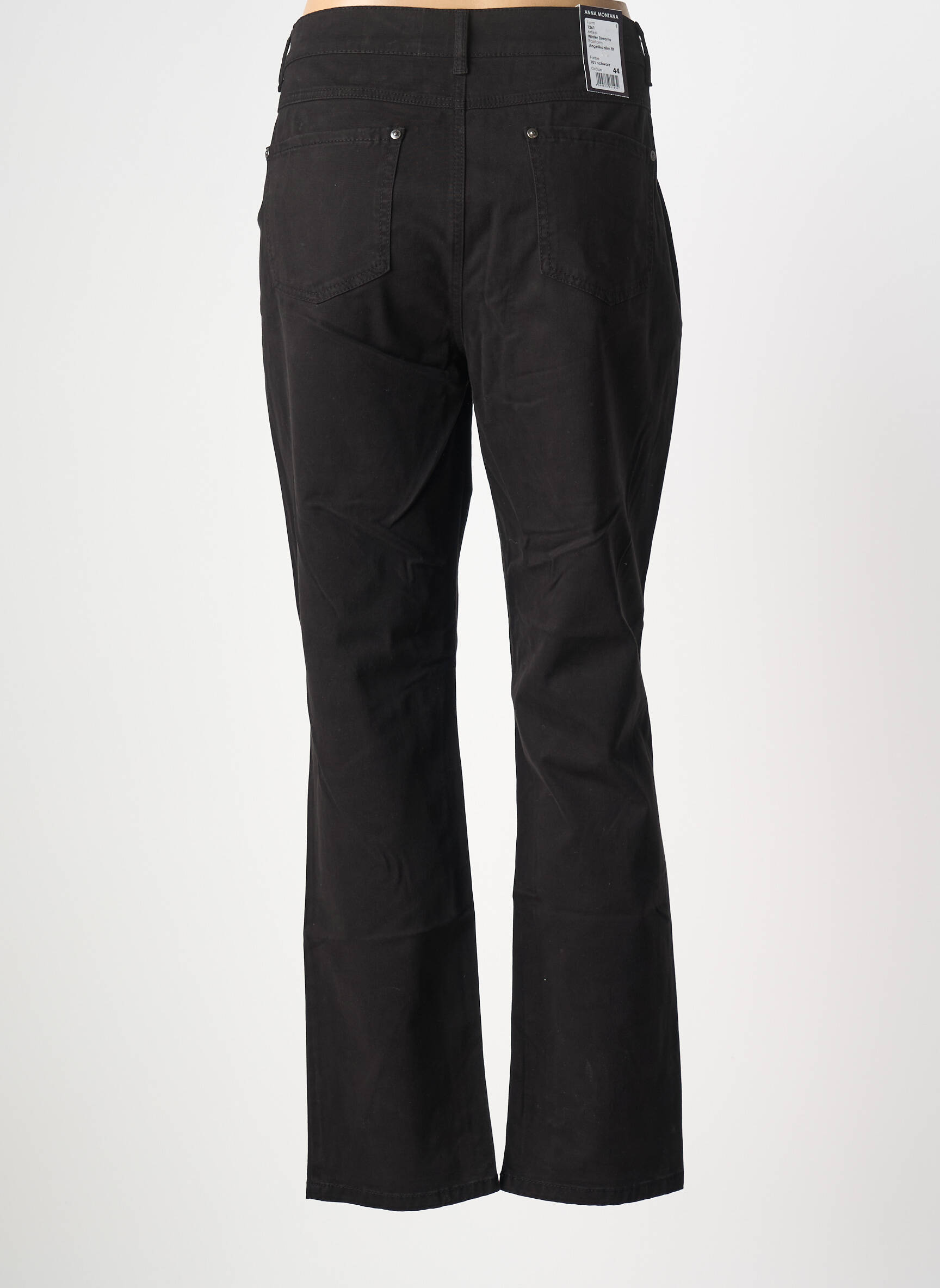 Pantalon slim stretch taille normale noir ANNA MONTANA femme
