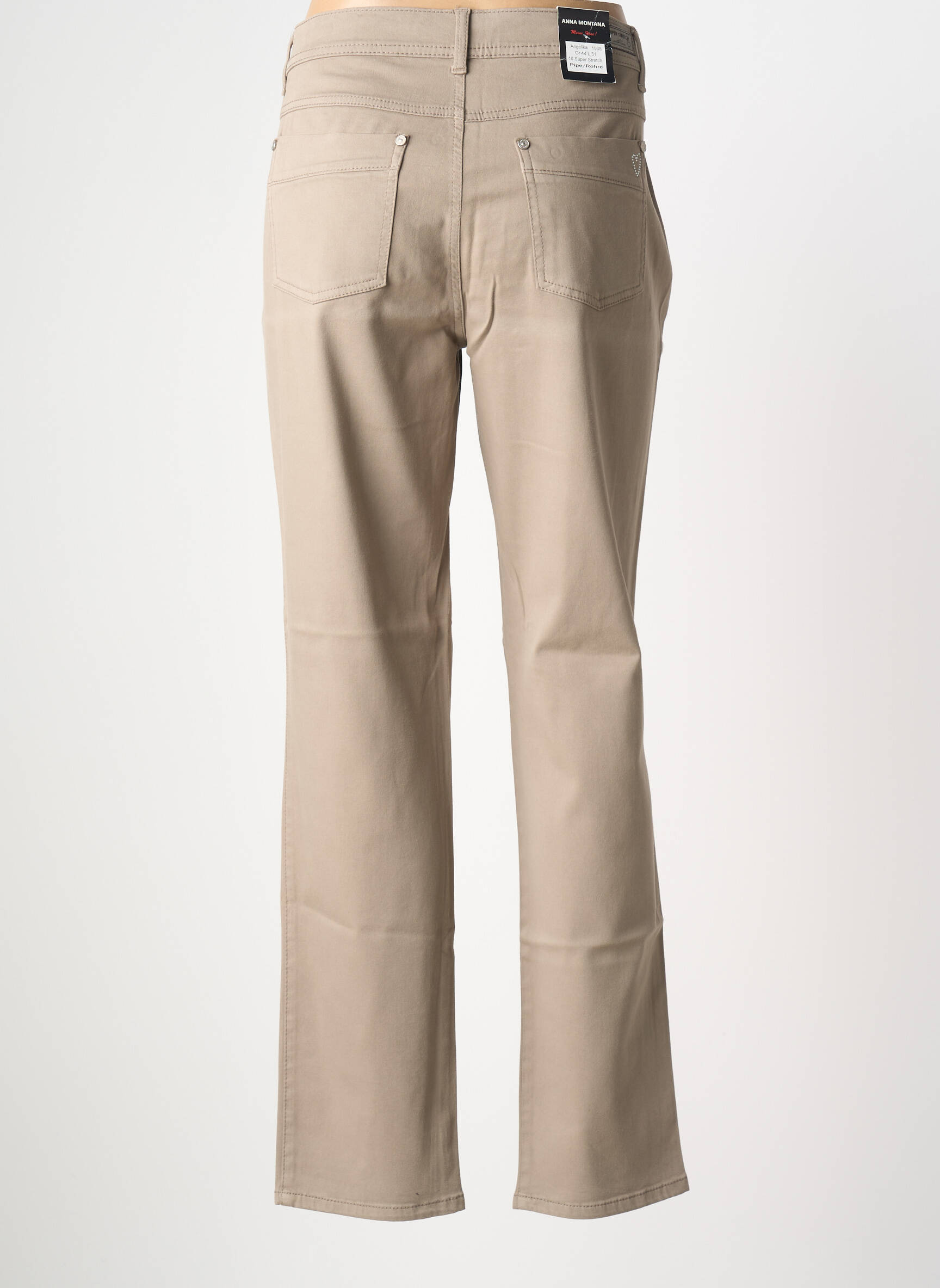 Pantalon slim tissage popeline taille normale marron ANNA MONTANA femme