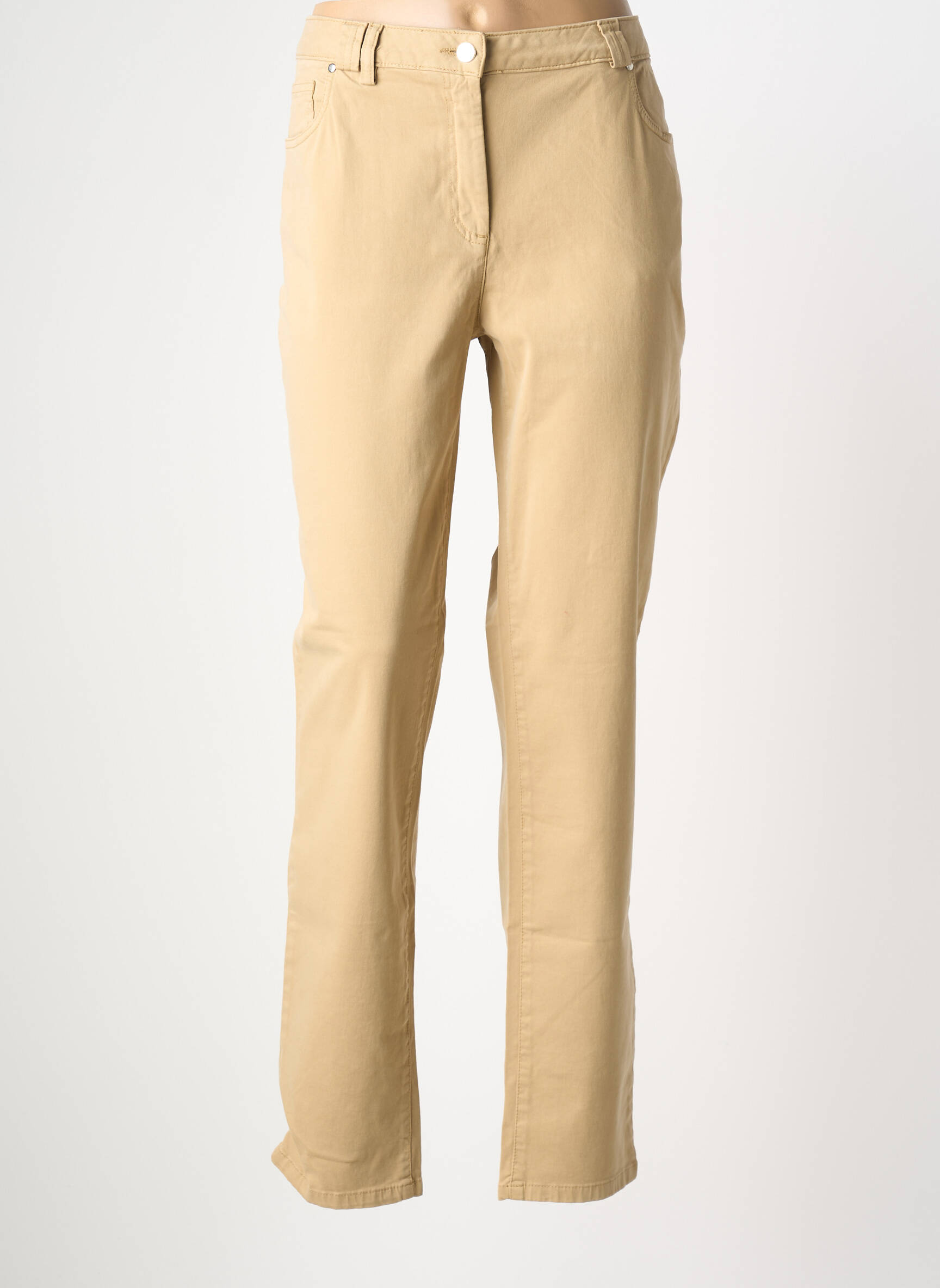 Pantalon slim tissage popeline taille normale beige ANANKE femme
