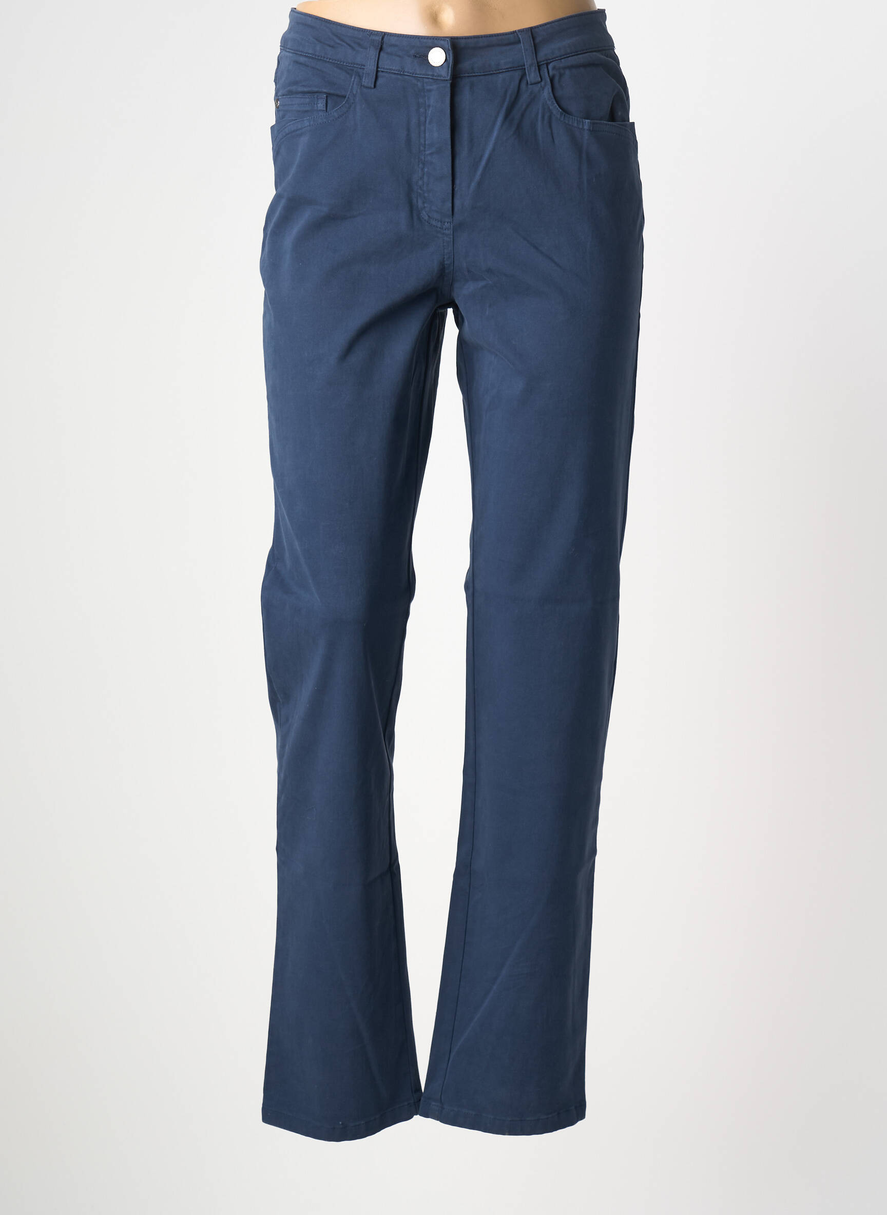 Pantalon slim tissage popeline taille normale bleu GUY DUBOUIS femme