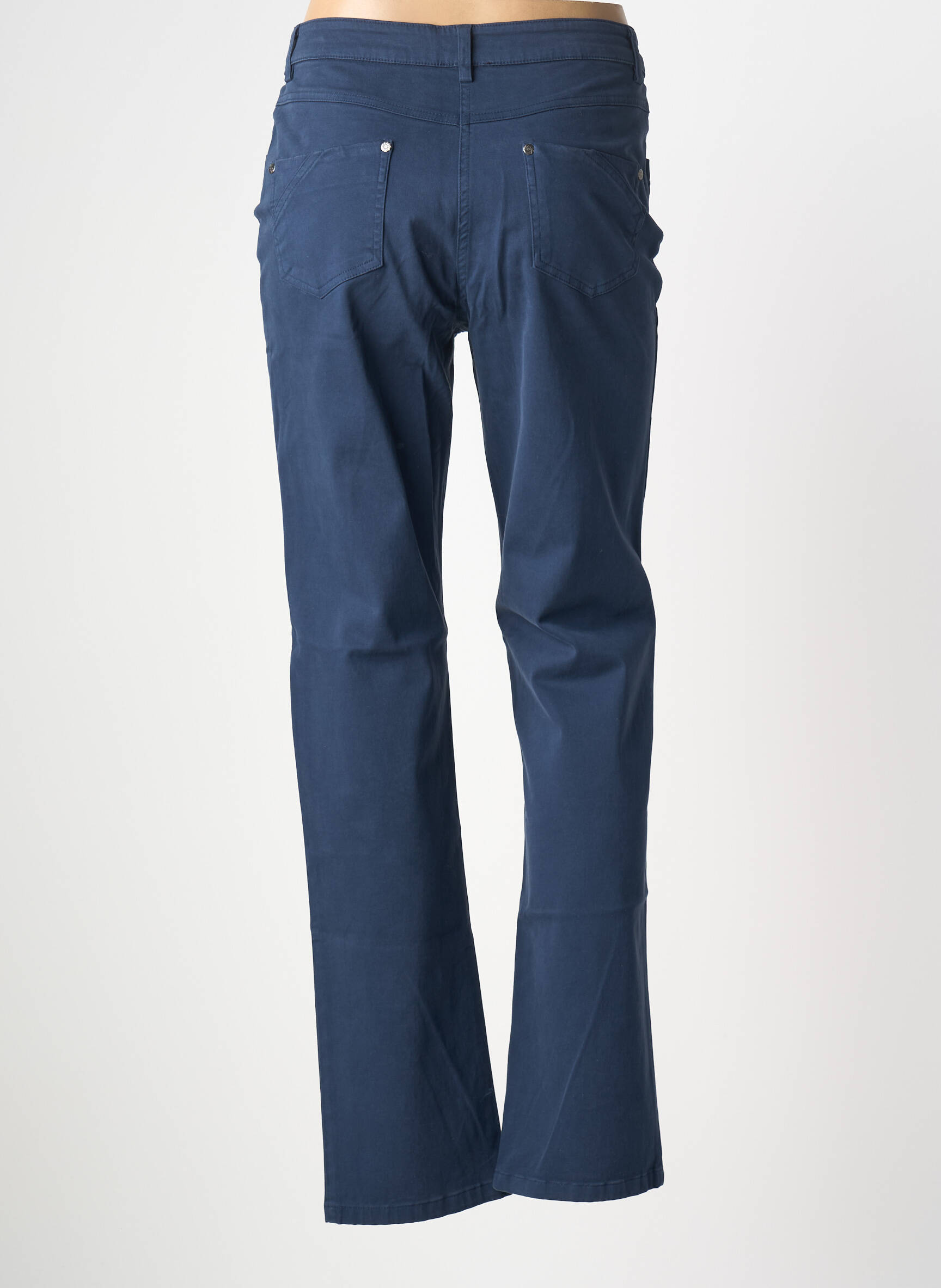 Pantalon slim tissage popeline taille normale bleu GUY DUBOUIS femme