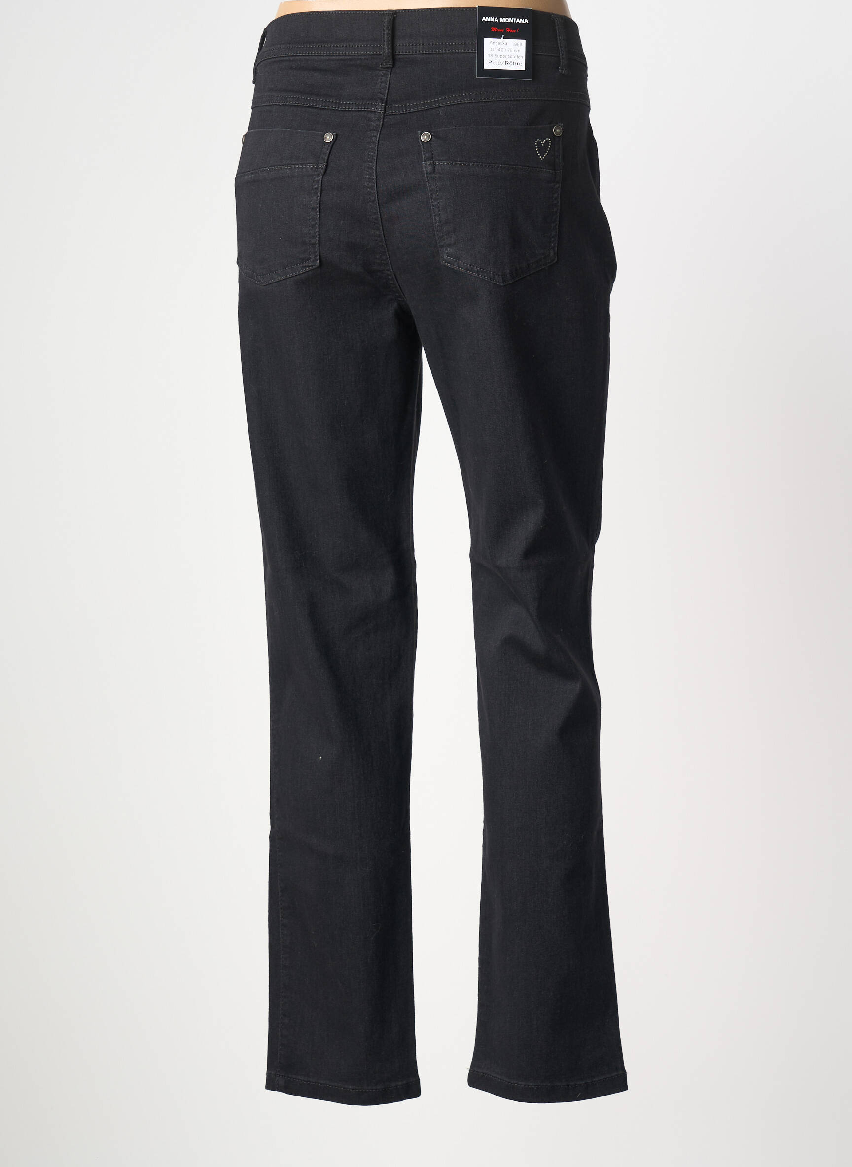 Jeans coupe slim stretch taille normale noir ANNA MONTANA femme