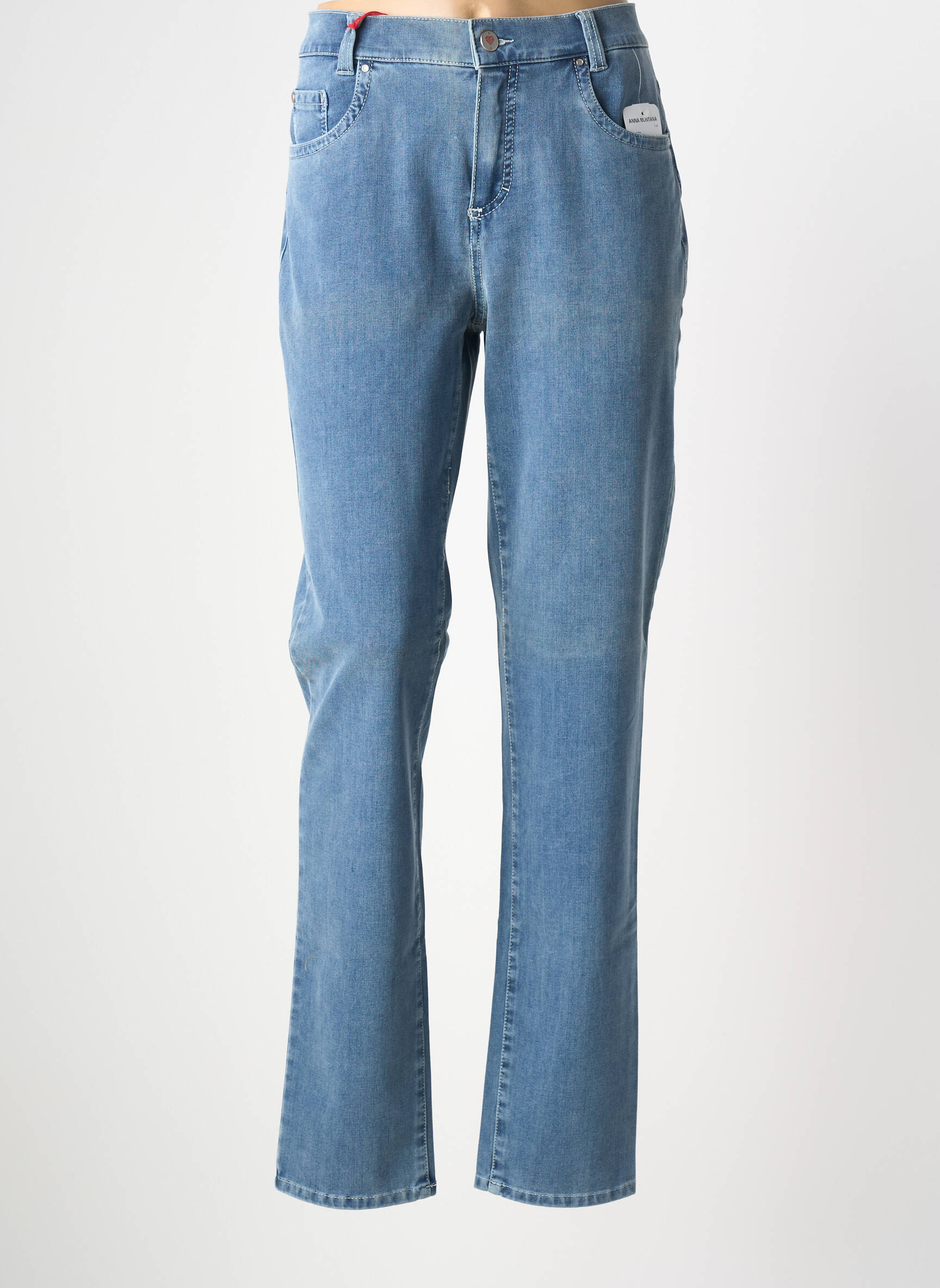 Jeans coupe slim stretch taille normale bleu ANNA MONTANA femme