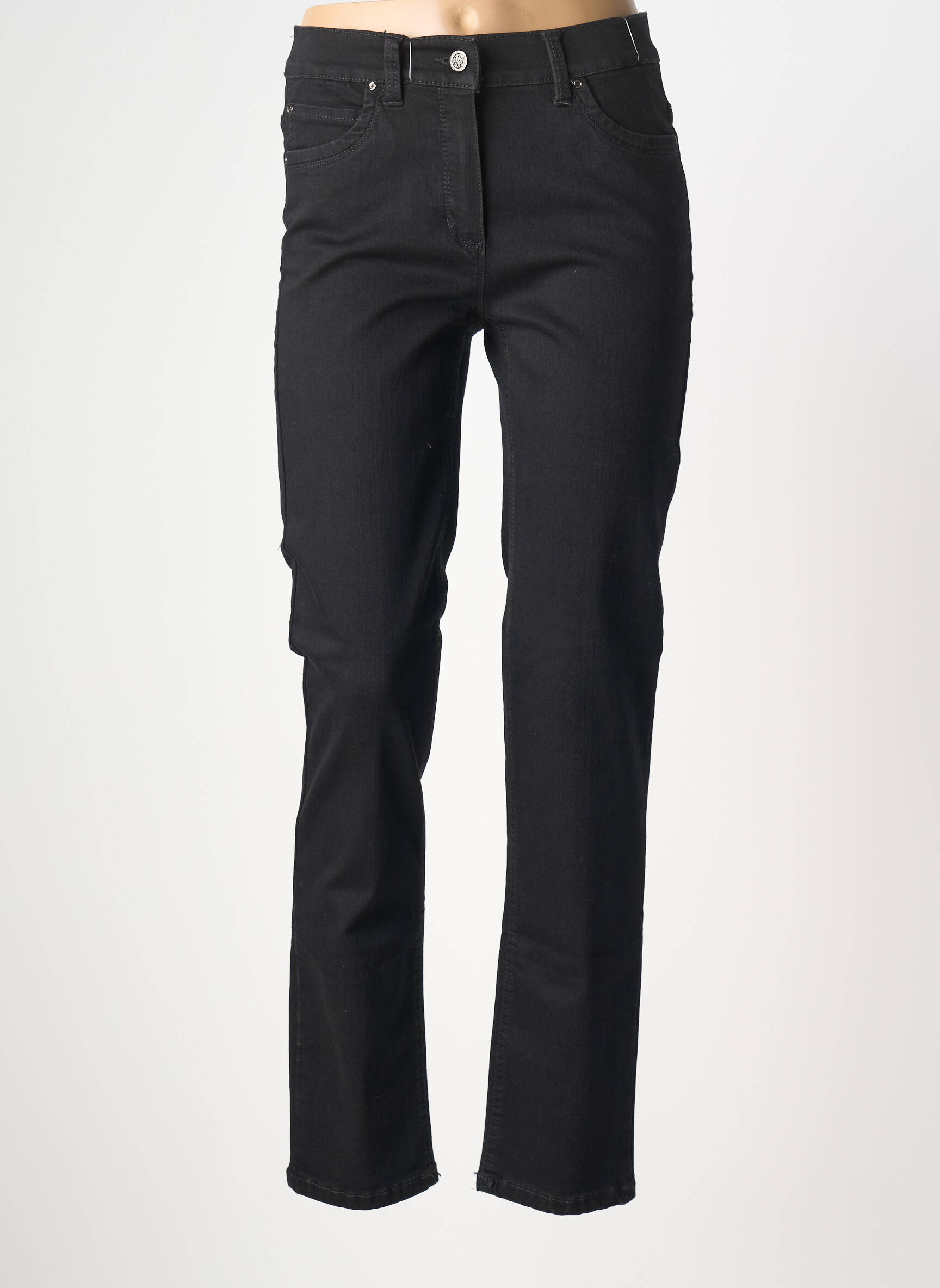 Jeans coupe slim stretch taille normale noir ANNA MONTANA femme