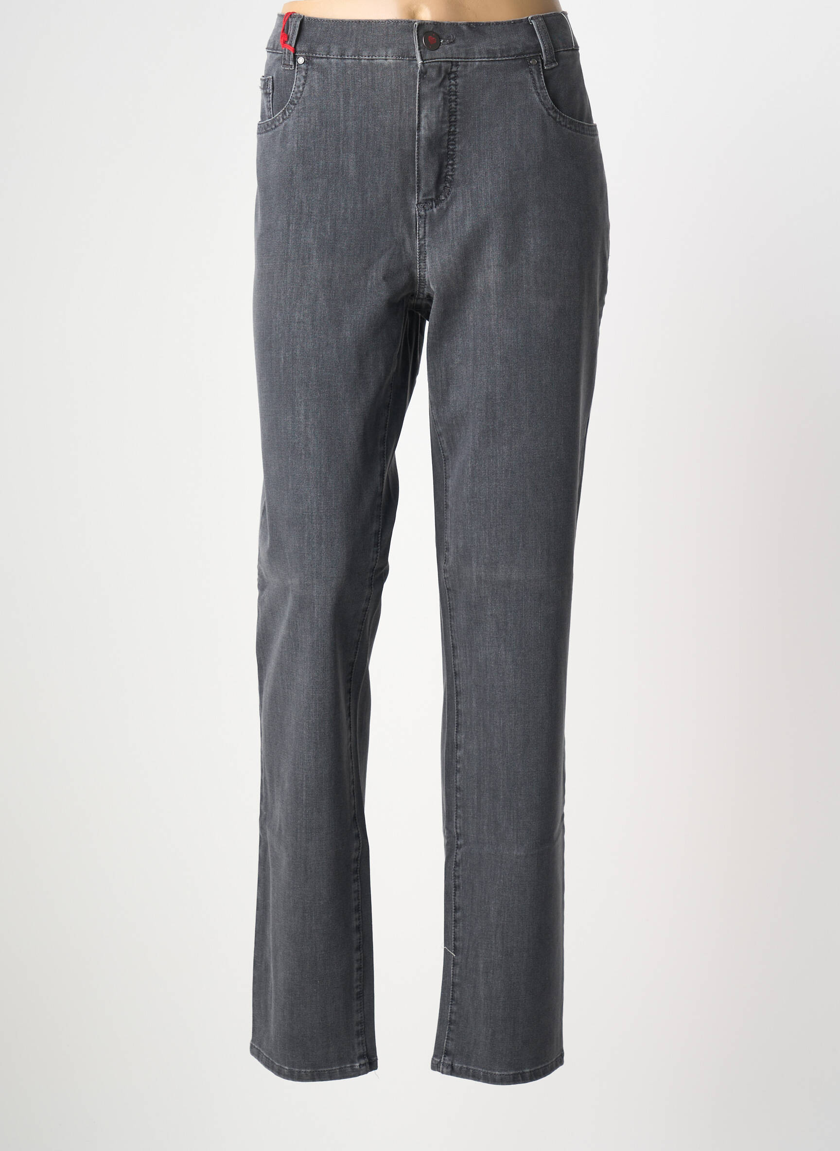 Jeans coupe slim stretch taille normale gris ANNA MONTANA femme
