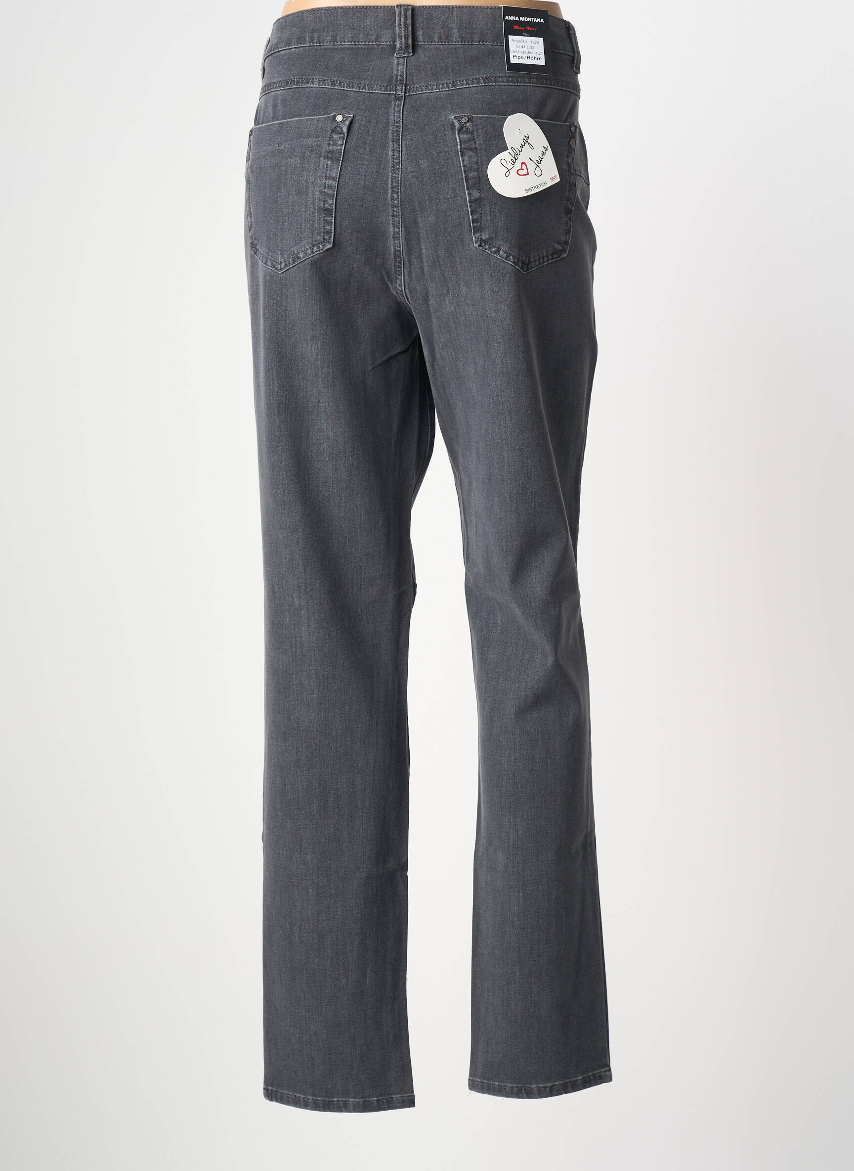 Jeans coupe slim stretch taille normale gris ANNA MONTANA femme
