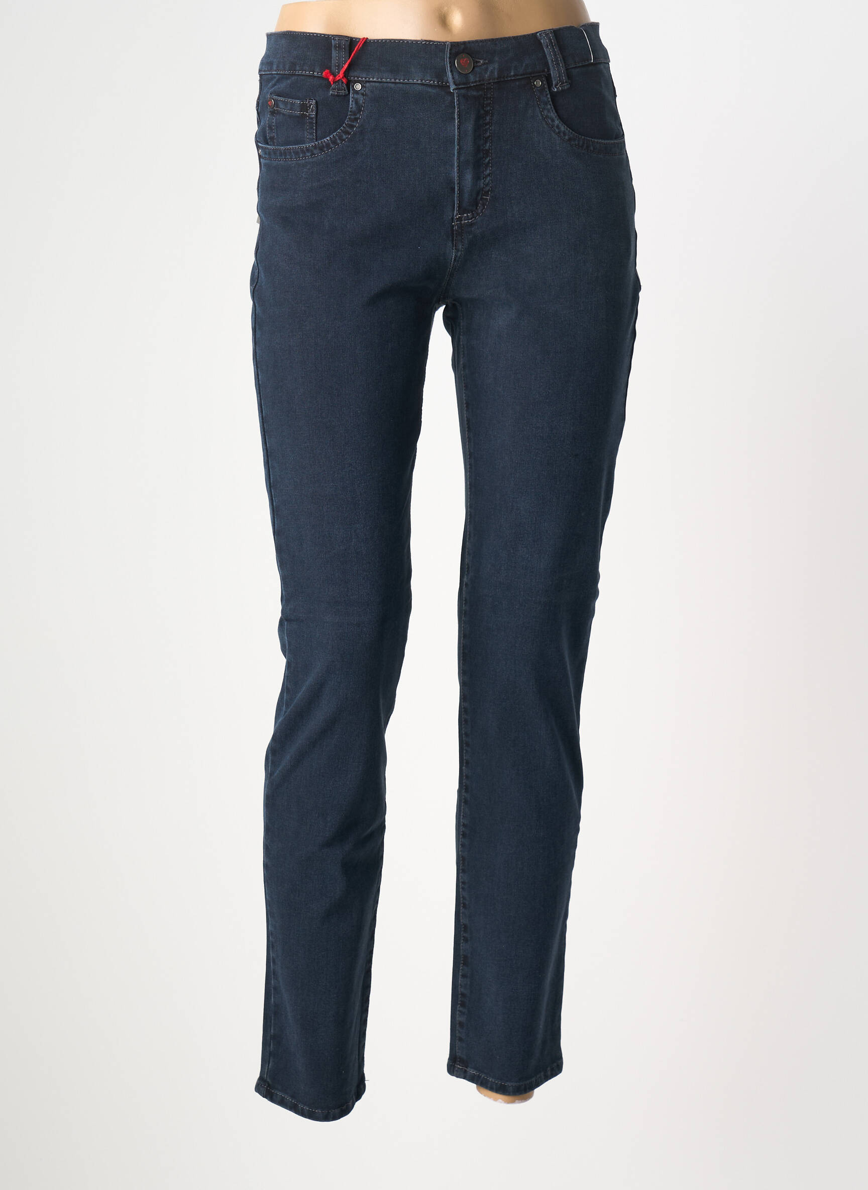 Jeans coupe slim stretch taille haute bleu ANNA MONTANA femme