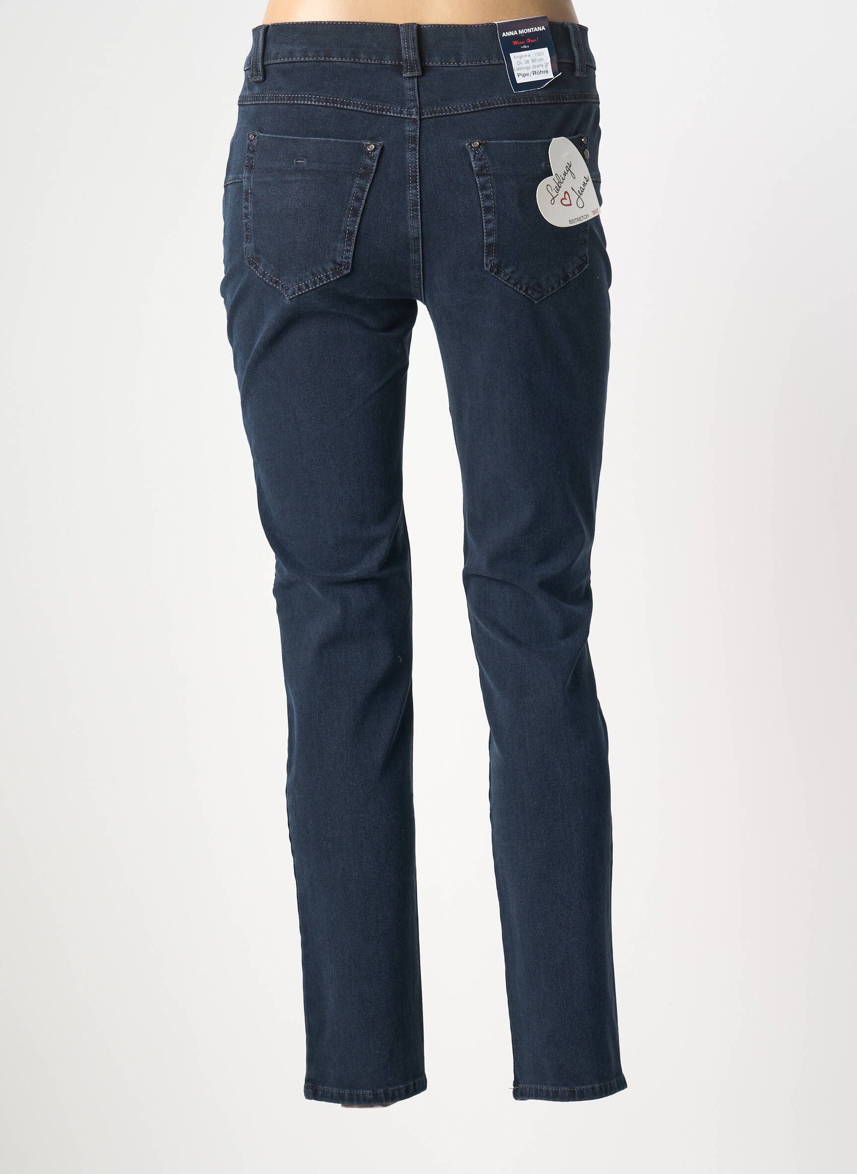 Jeans coupe slim stretch taille haute bleu ANNA MONTANA femme