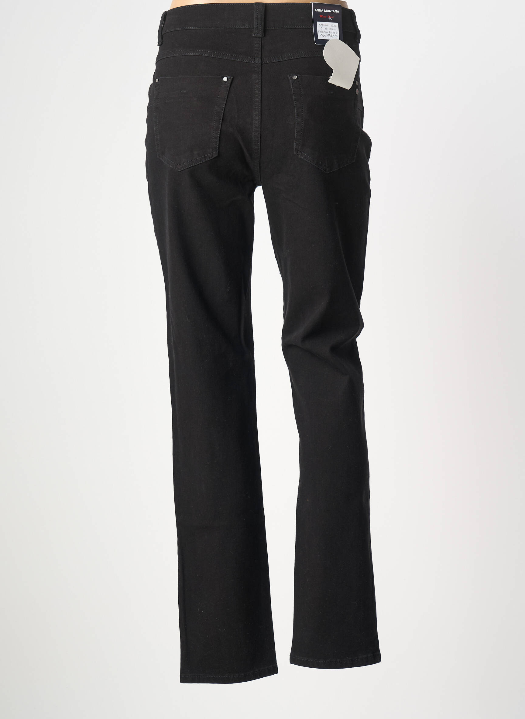 Jeans coupe slim stretch taille normale noir ANNA MONTANA femme