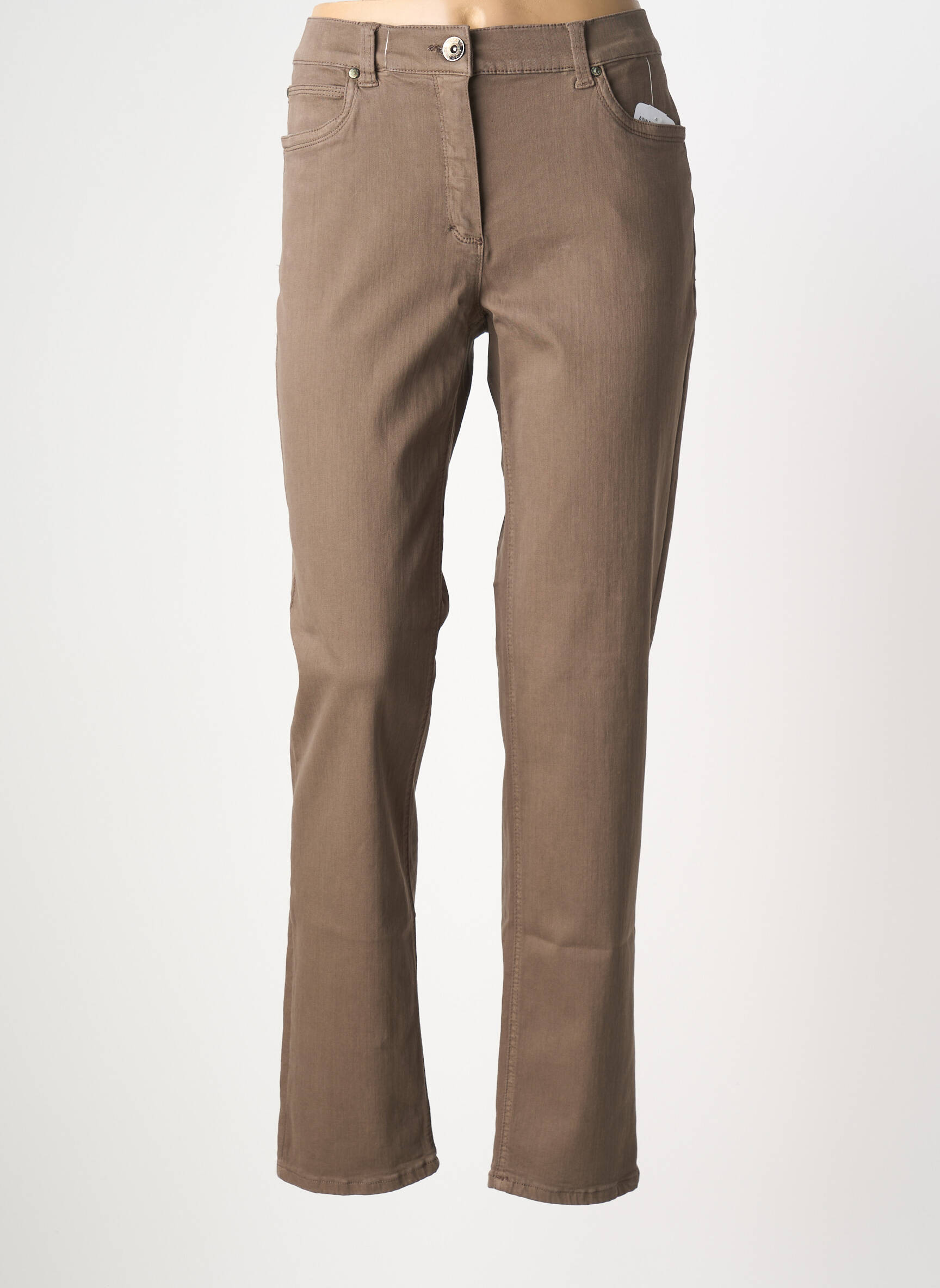 Jeans coupe slim stretch taille normale marron ANNA MONTANA femme