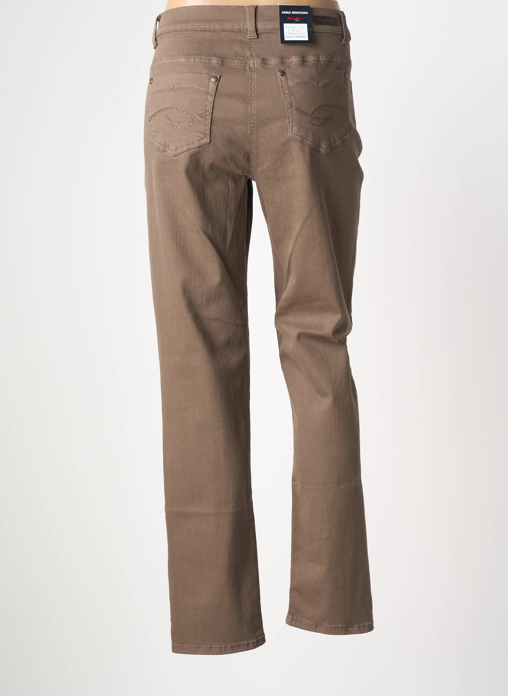Jeans coupe slim stretch taille normale marron ANNA MONTANA femme