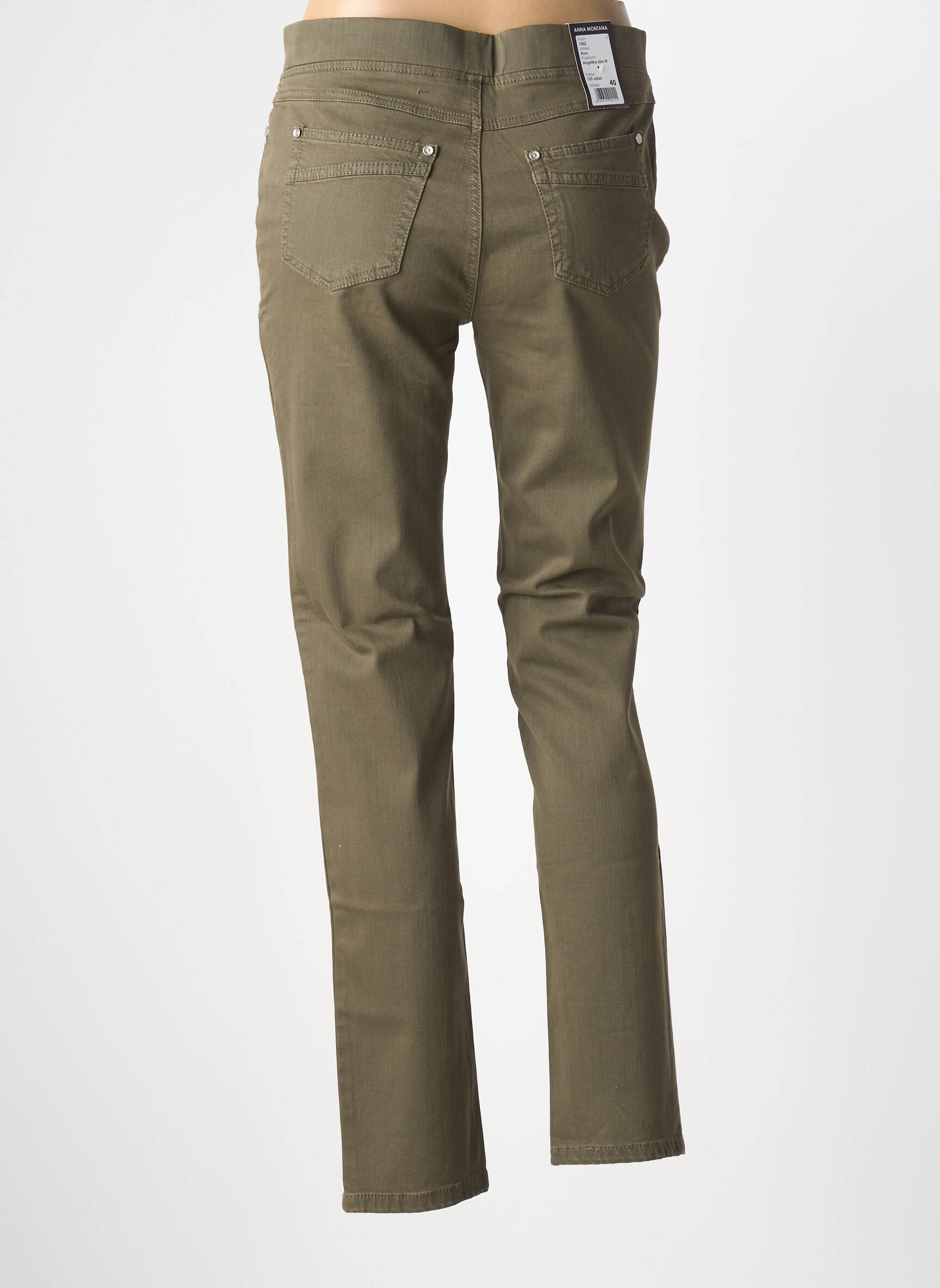 Pantalon slim taille élastique taille normale vert ANNA MONTANA femme