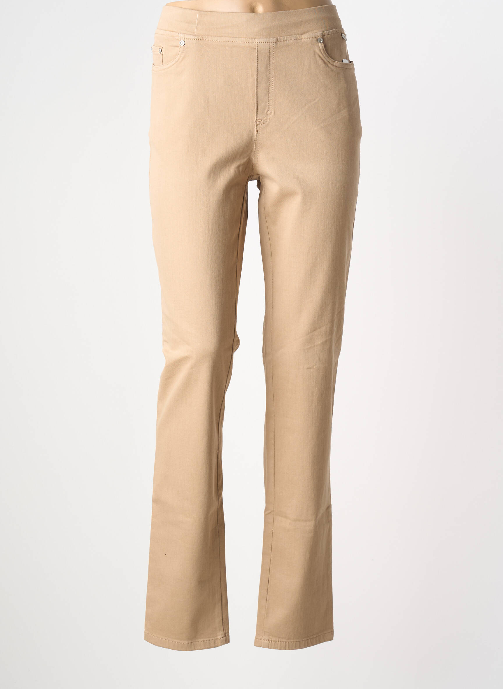 Pantalon slim taille élastique taille normale beige ANNA MONTANA femme