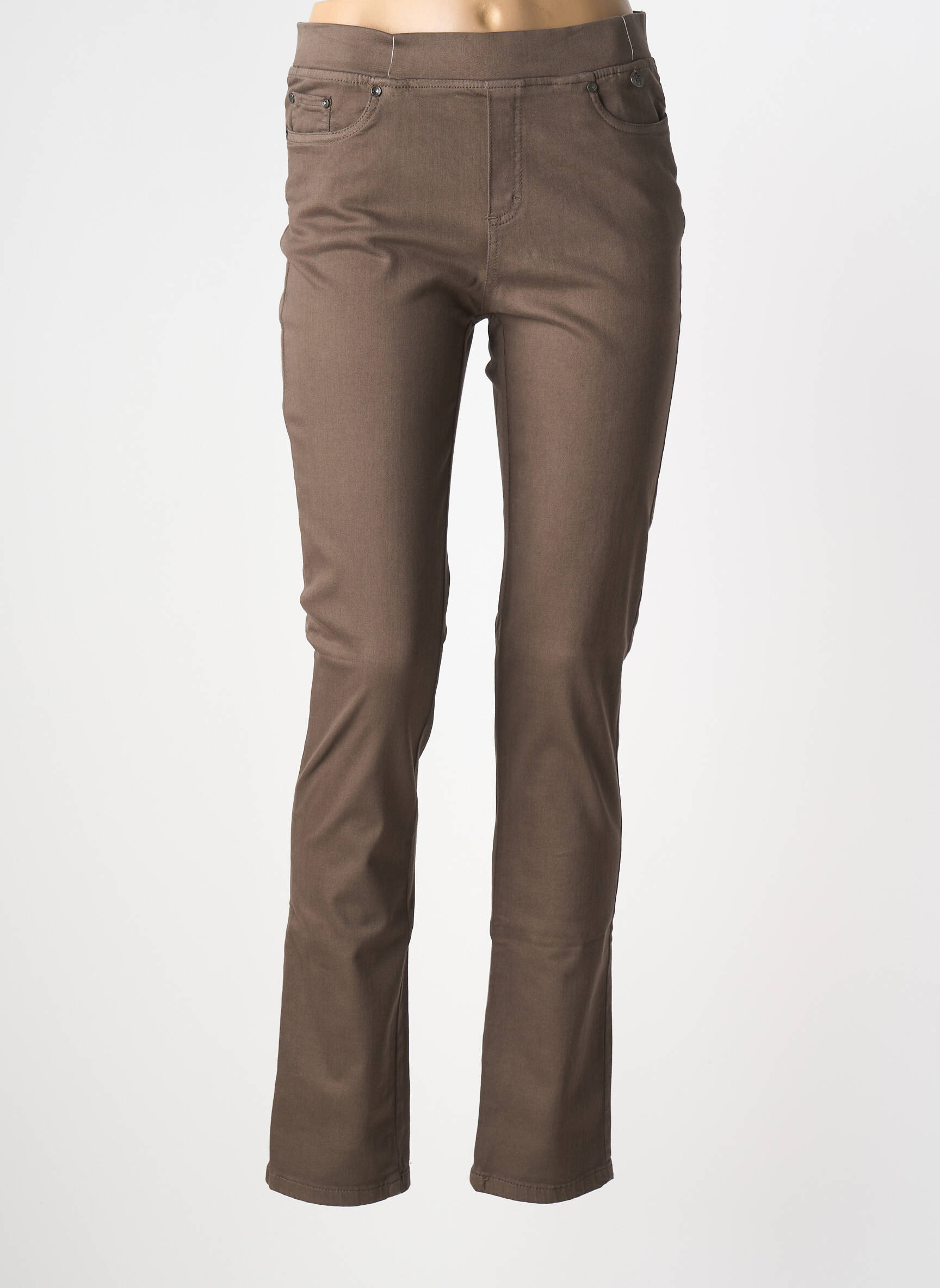 Pantalon slim taille élastique taille normale marron ANNA MONTANA femme