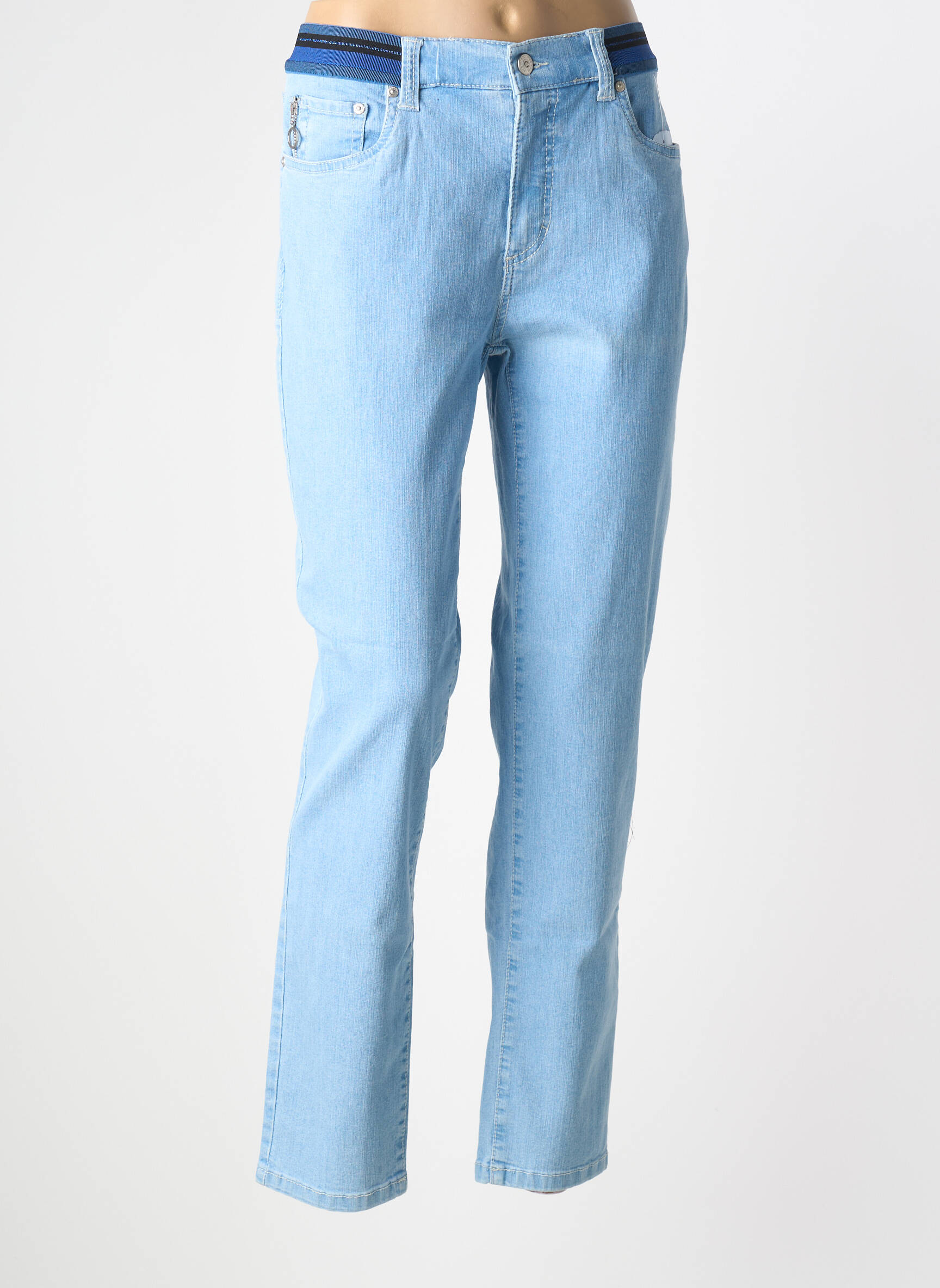 Jeans coupe slim stretch taille normale bleu ANNA MONTANA femme