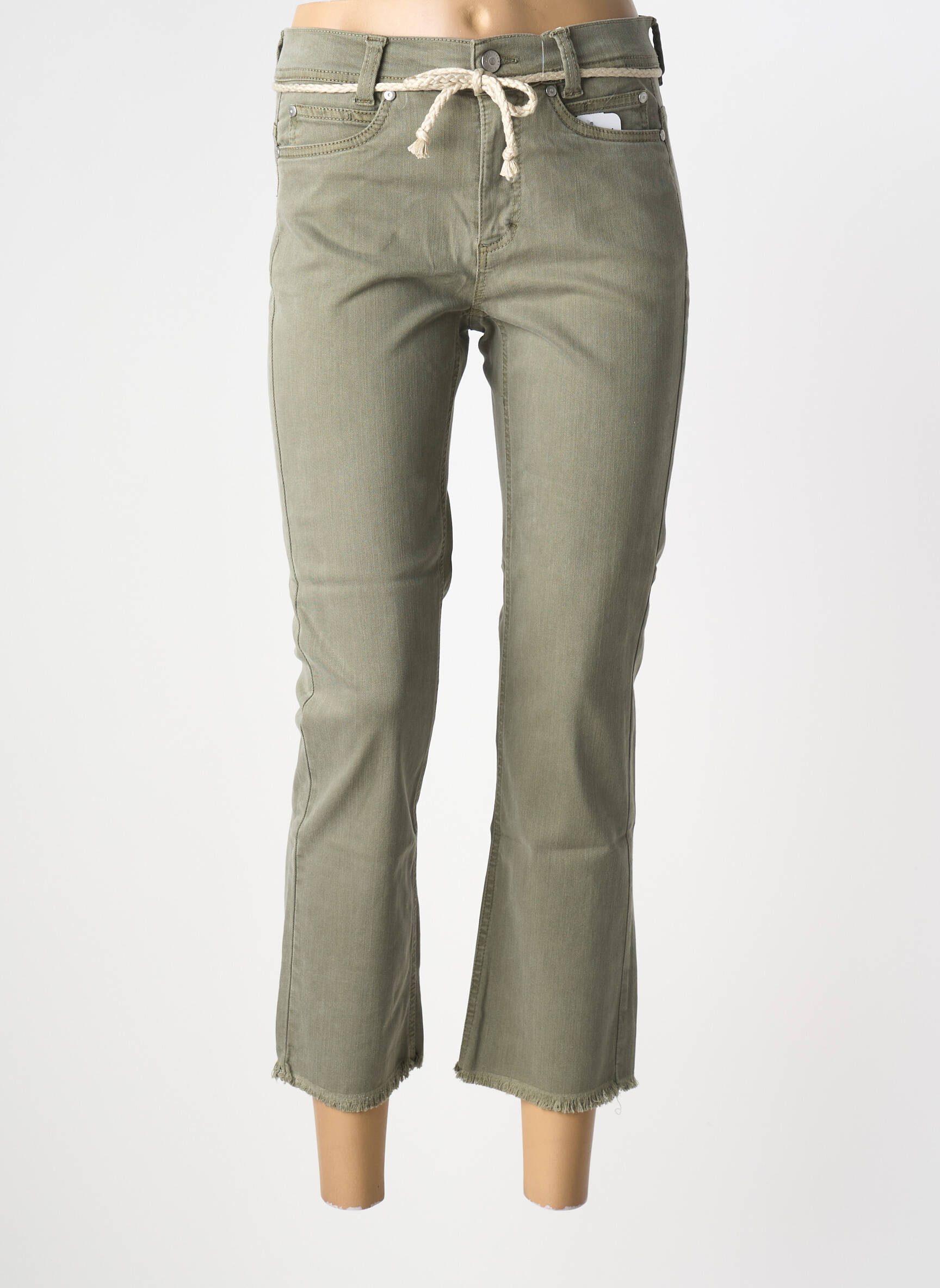 Pantalon 7/8 stretch taille normale vert ANNA MONTANA femme