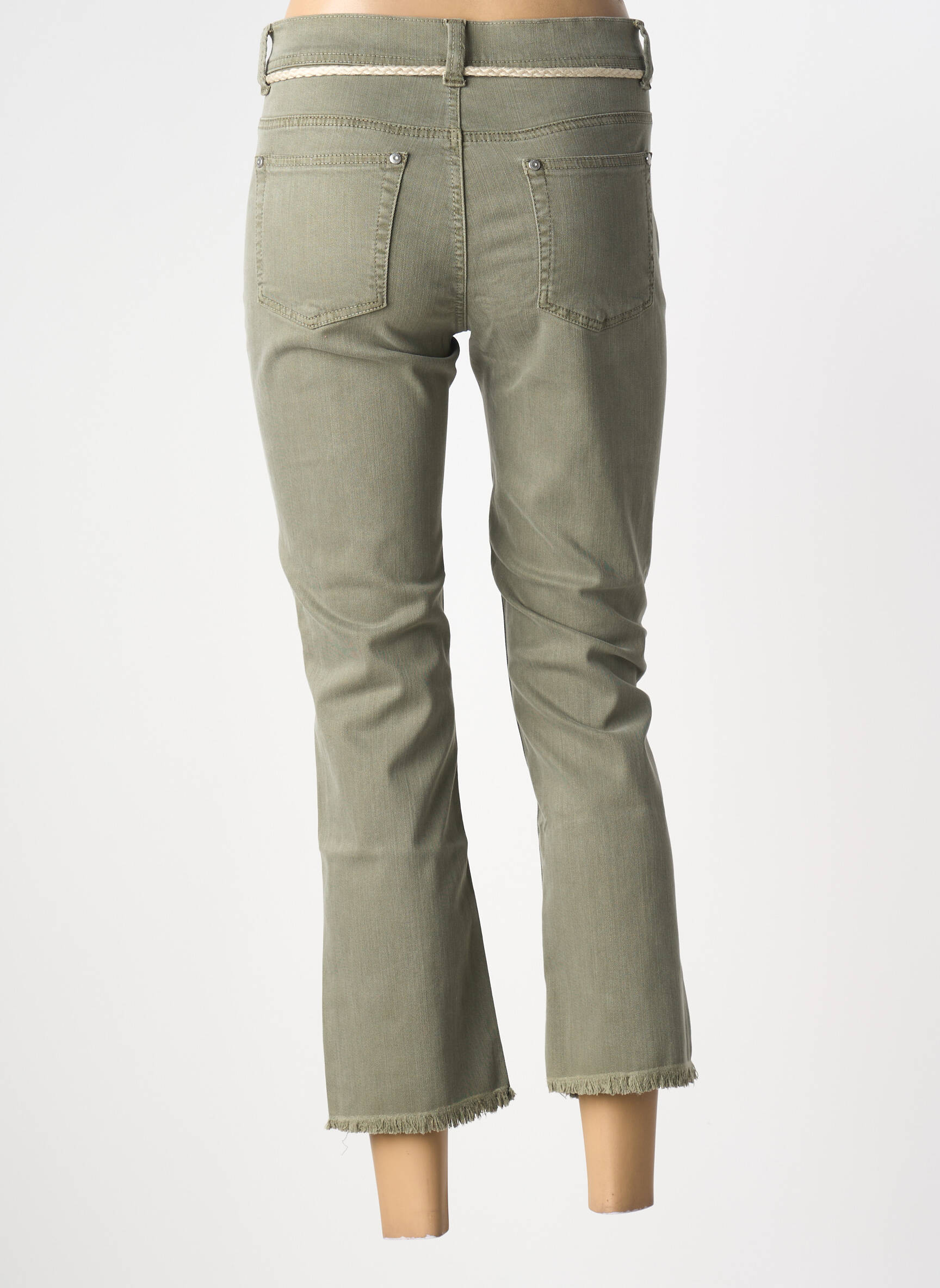 Pantalon 7/8 stretch taille normale vert ANNA MONTANA femme