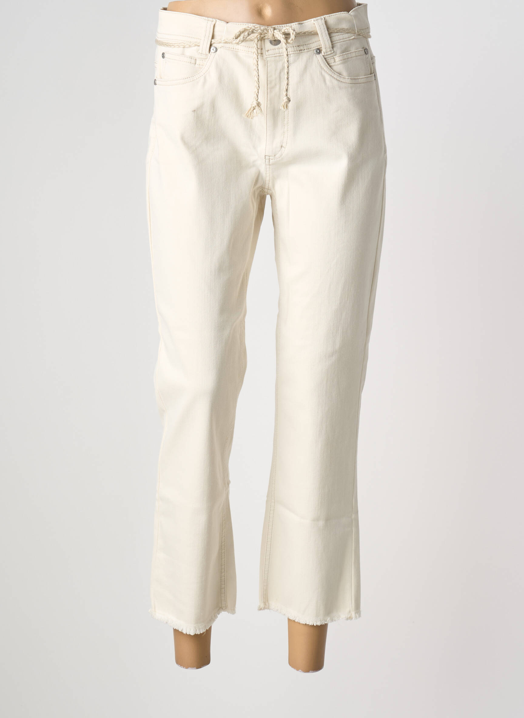 Pantalon 7/8 stretch taille normale beige ANNA MONTANA femme